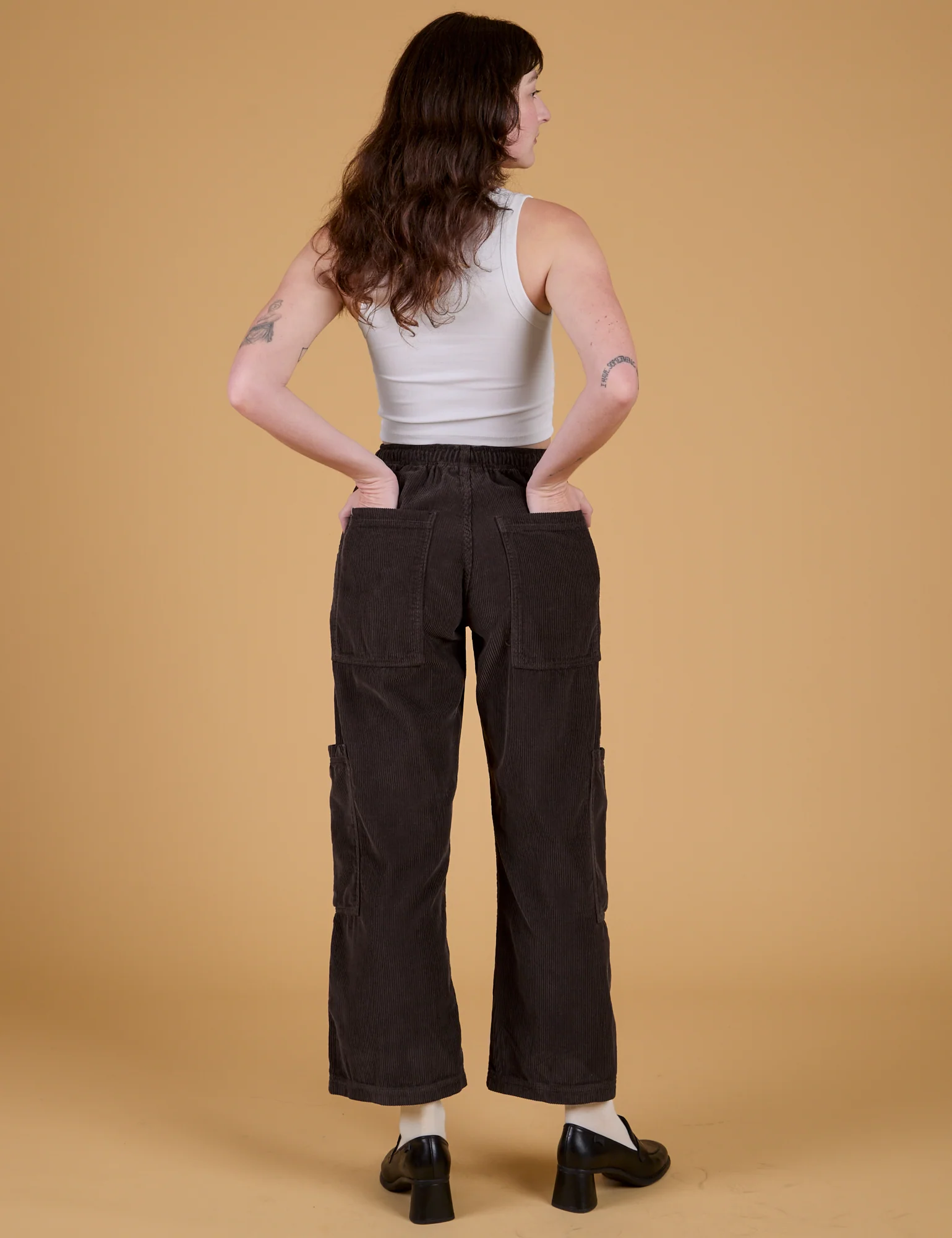 Corduroy Drop Pocket Cargo Pants - Espresso Brown - Image 18