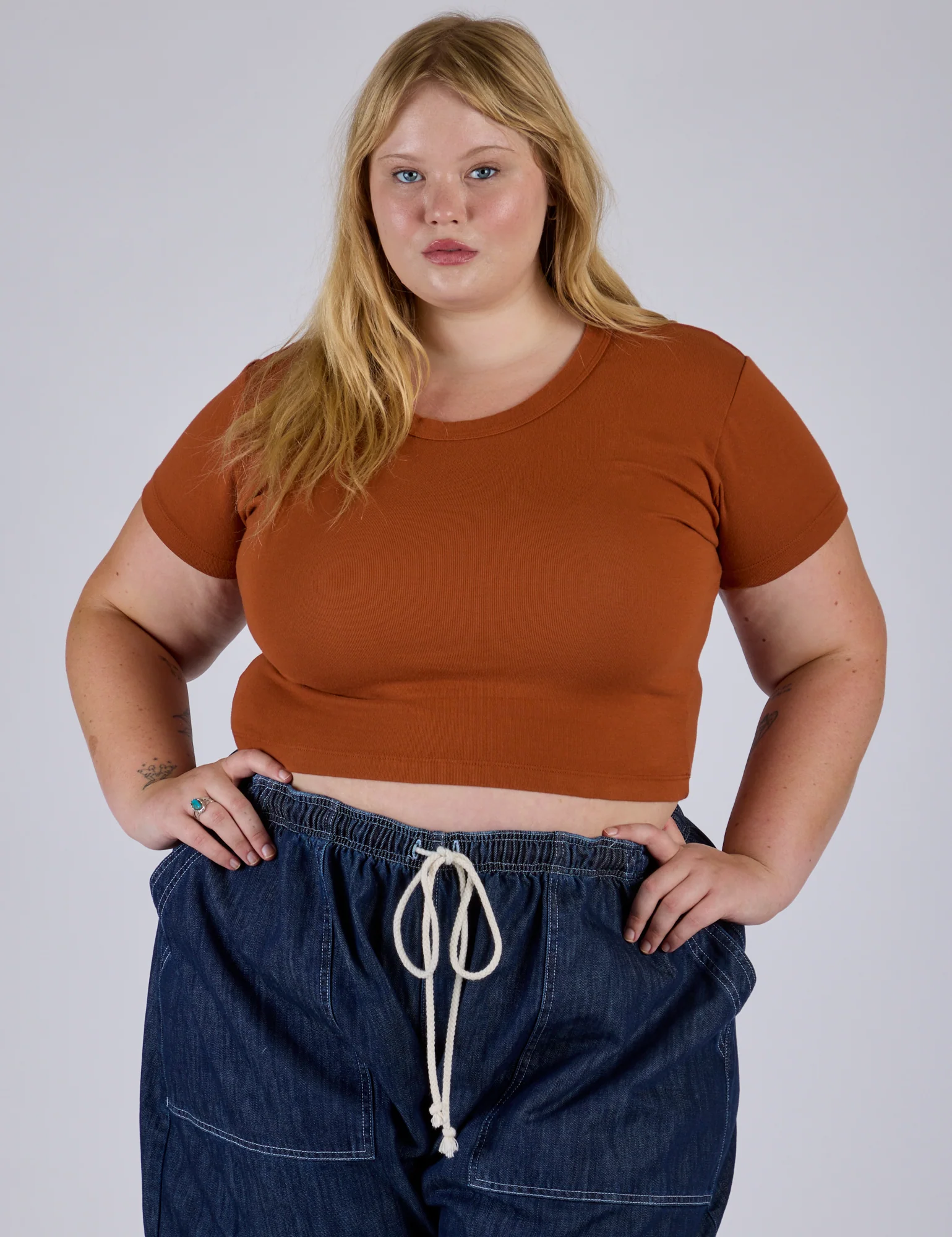 Cropped Baby Tee - Burnt Terracotta - Image 10