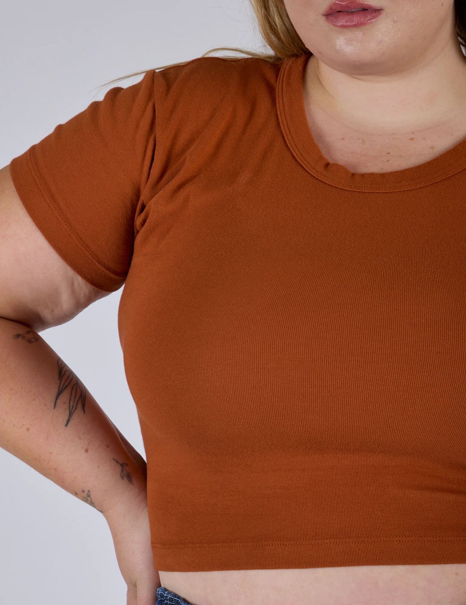 Cropped Baby Tee - Burnt Terracotta - Image 11
