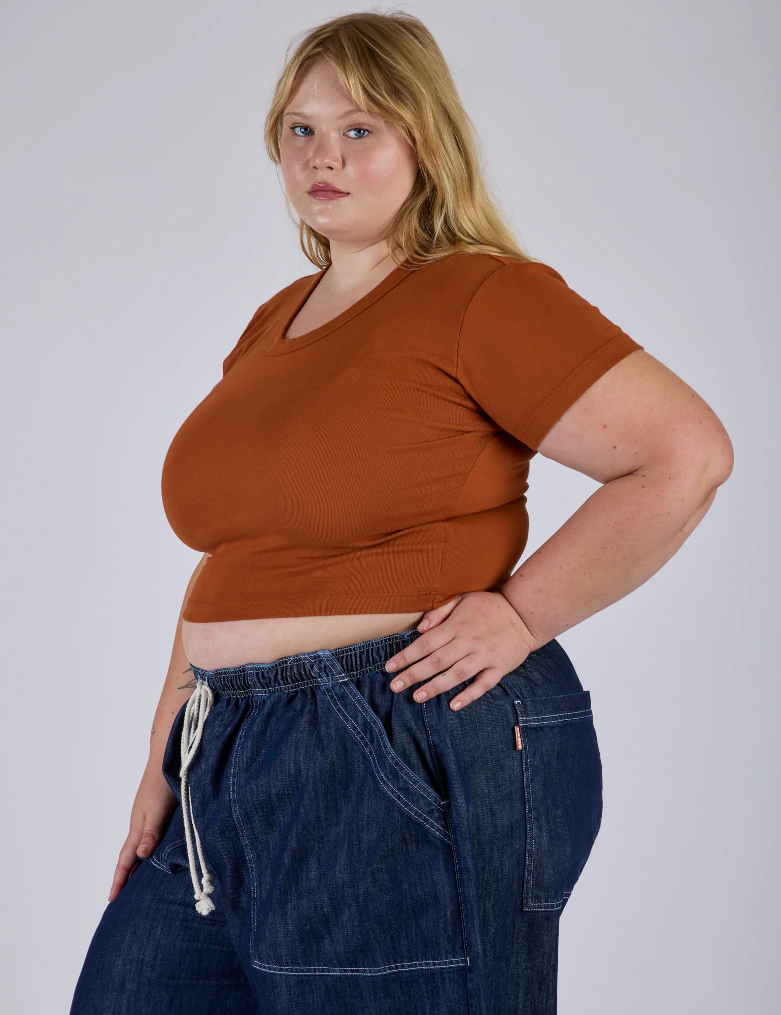 Cropped Baby Tee - Burnt Terracotta - Image 13