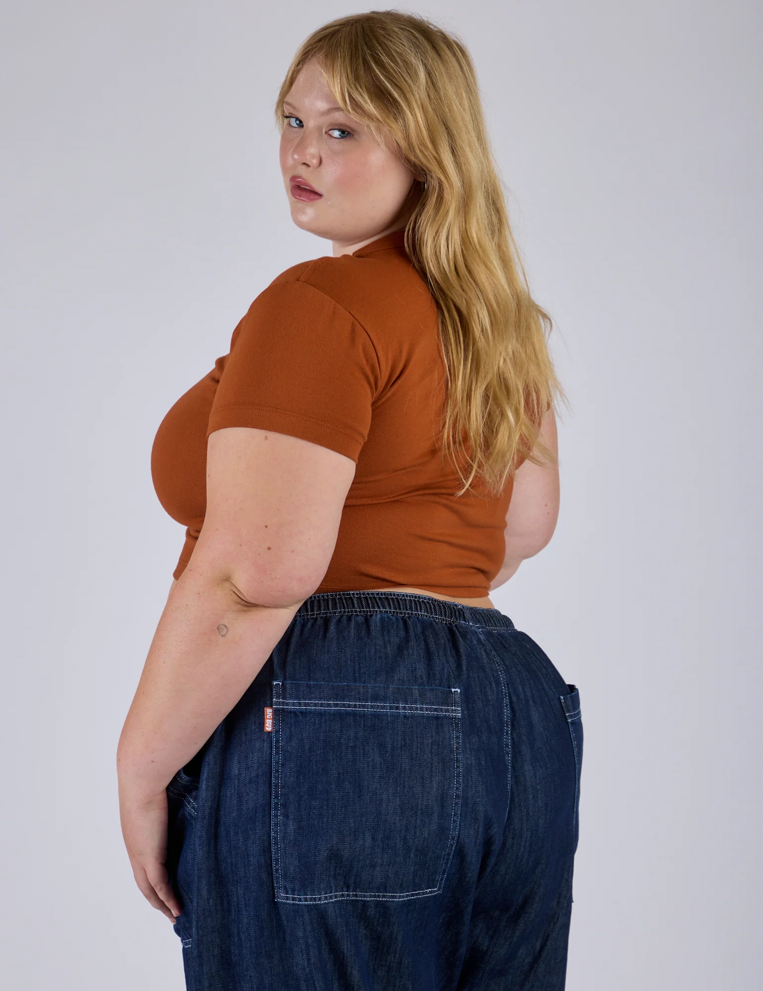Cropped Baby Tee - Burnt Terracotta - Image 15