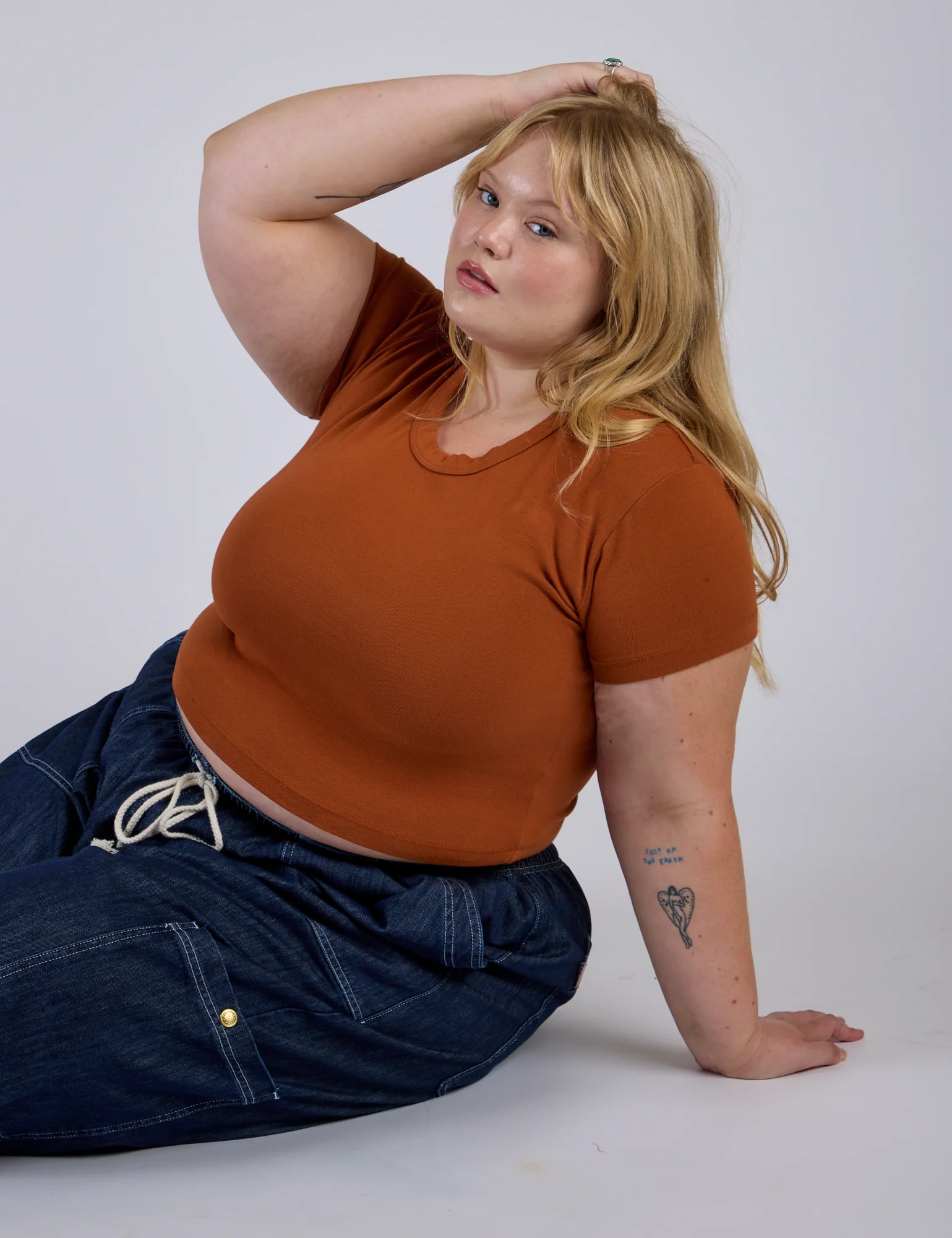 Cropped Baby Tee - Burnt Terracotta - Image 16