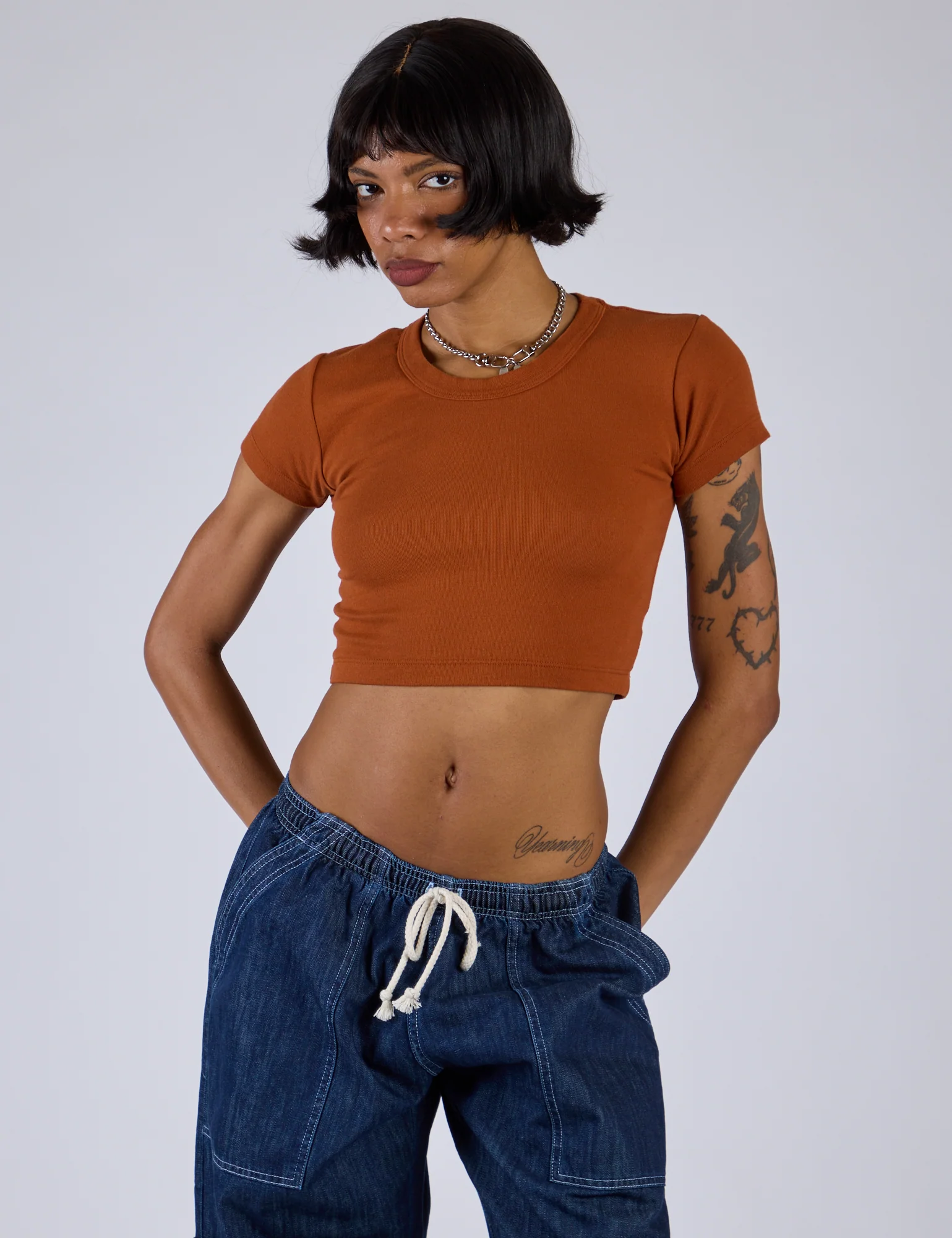 Cropped Baby Tee - Burnt Terracotta - Image 3