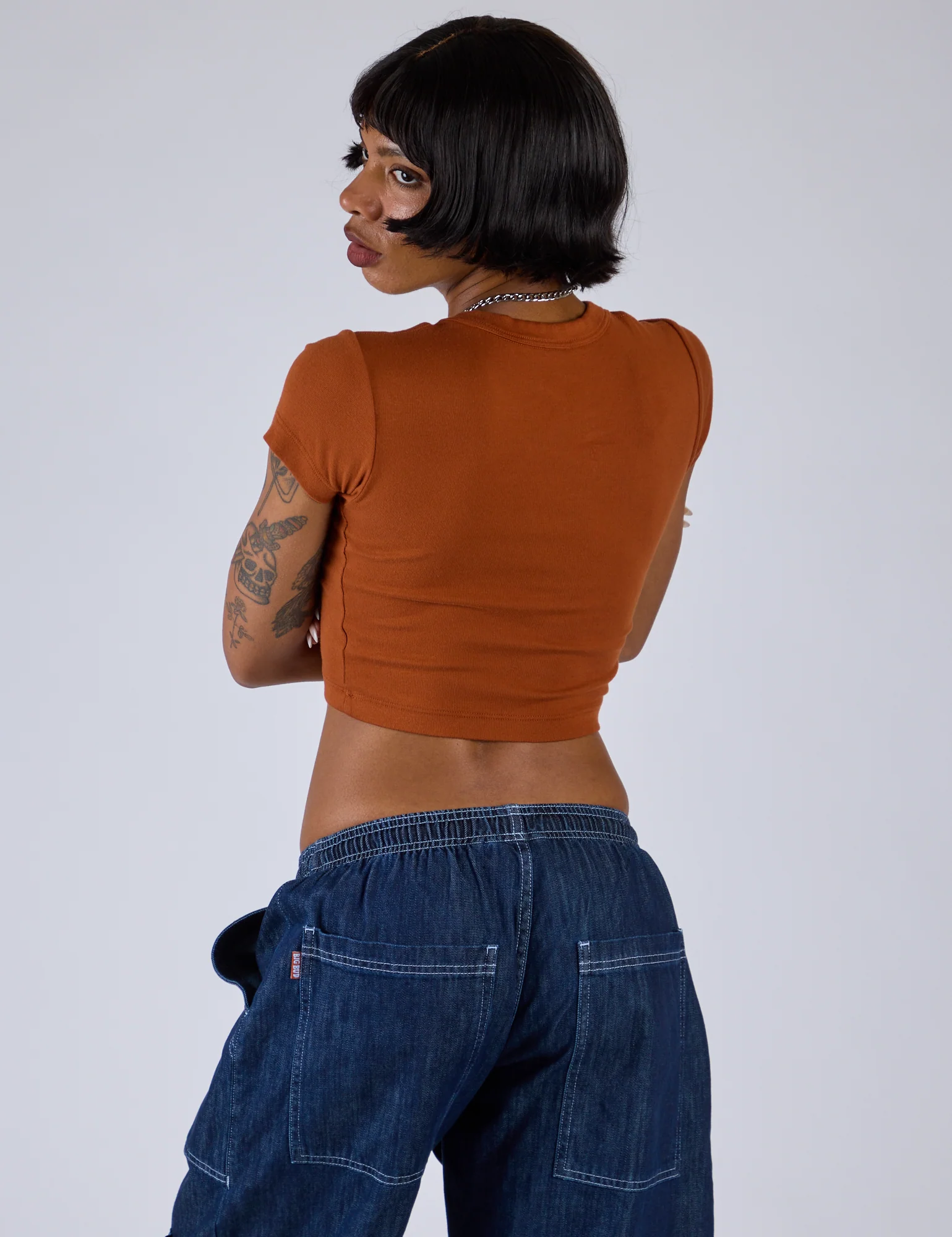 Cropped Baby Tee - Burnt Terracotta - Image 8