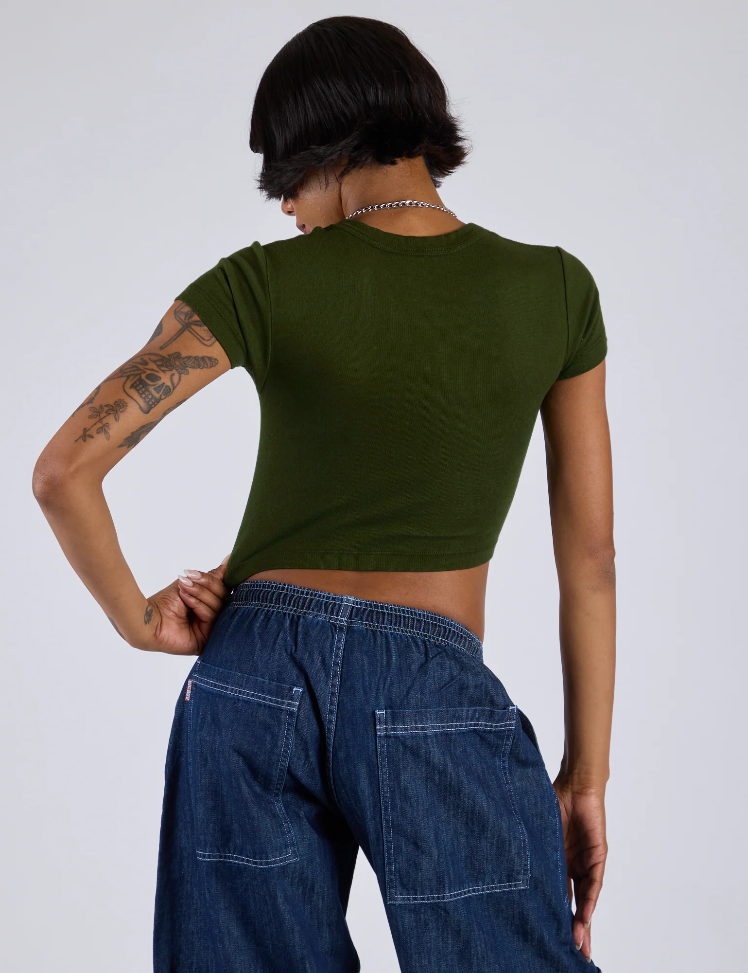 Cropped Baby Tee - Evergreen - Image 13