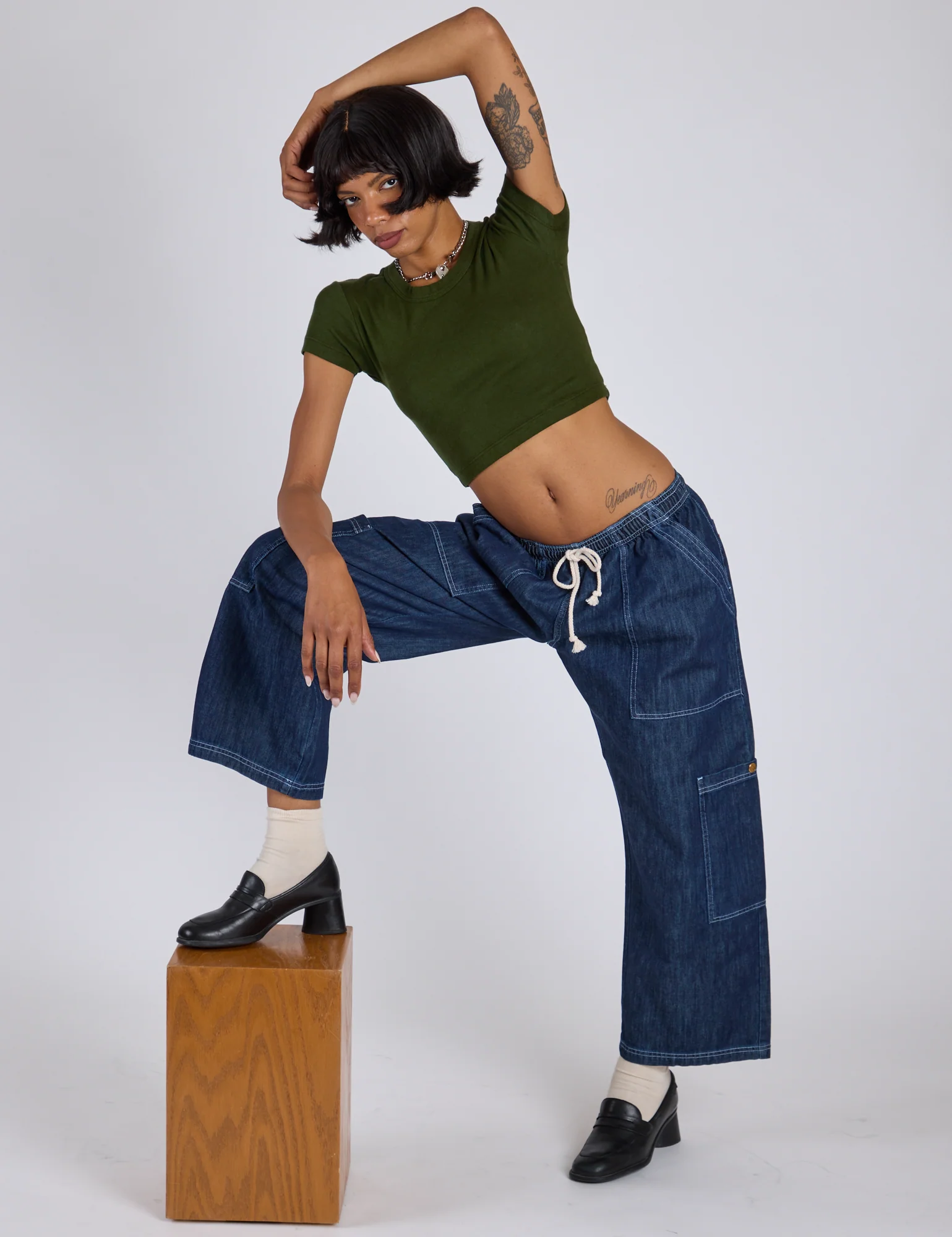 Cropped Baby Tee - Evergreen - Image 14