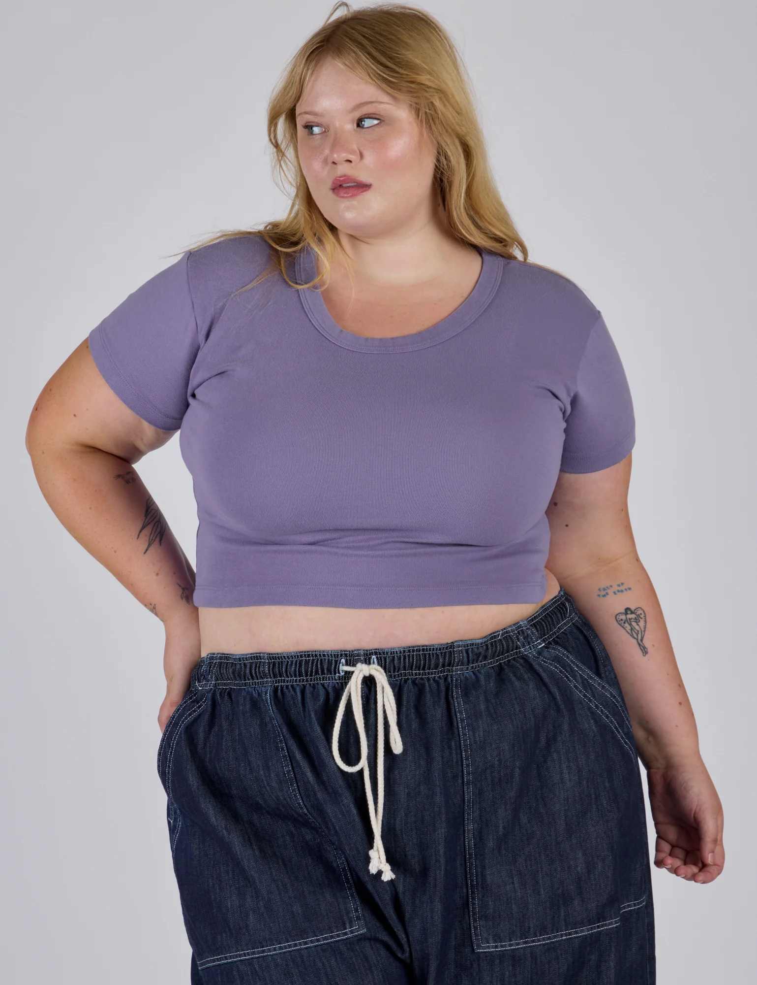 Cropped Baby Tee - Faded Grape - Image 11