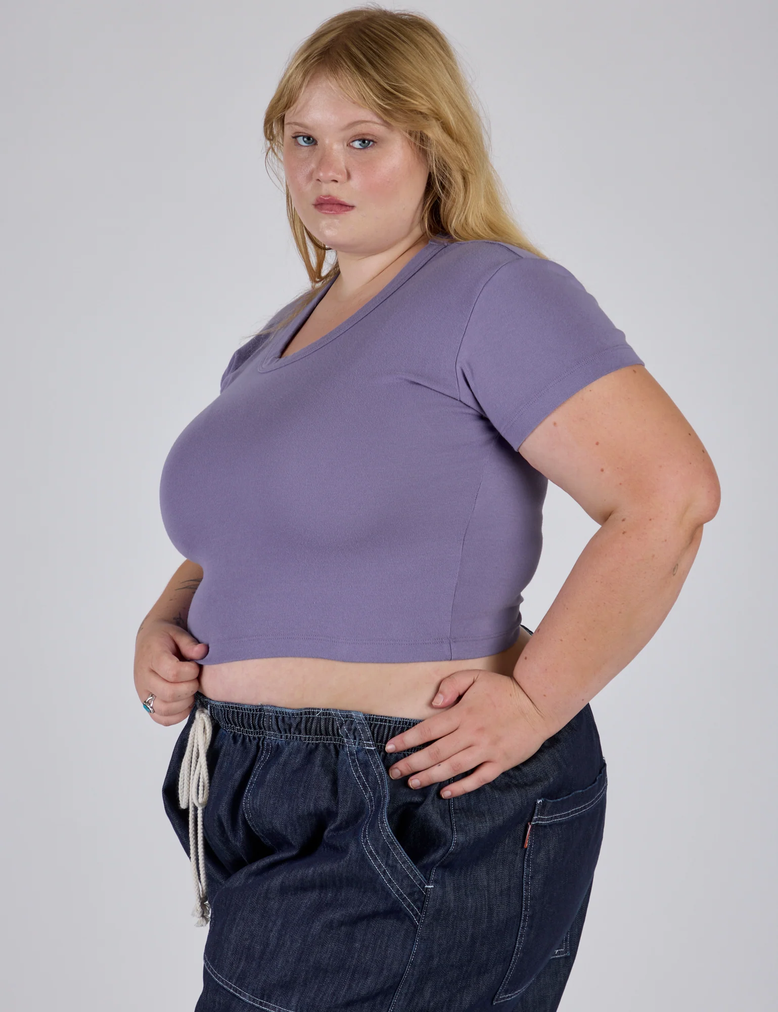 Cropped Baby Tee - Faded Grape - Image 12
