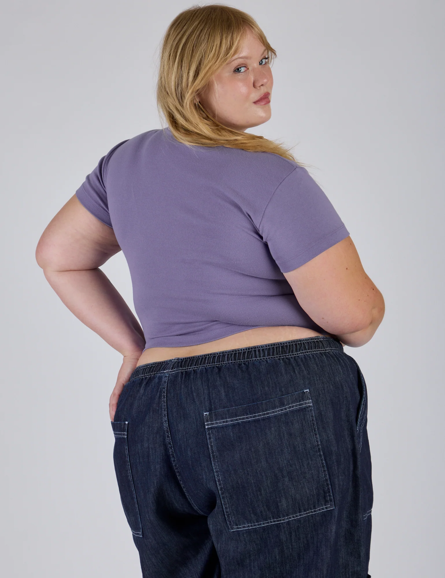 Cropped Baby Tee - Faded Grape - Image 13