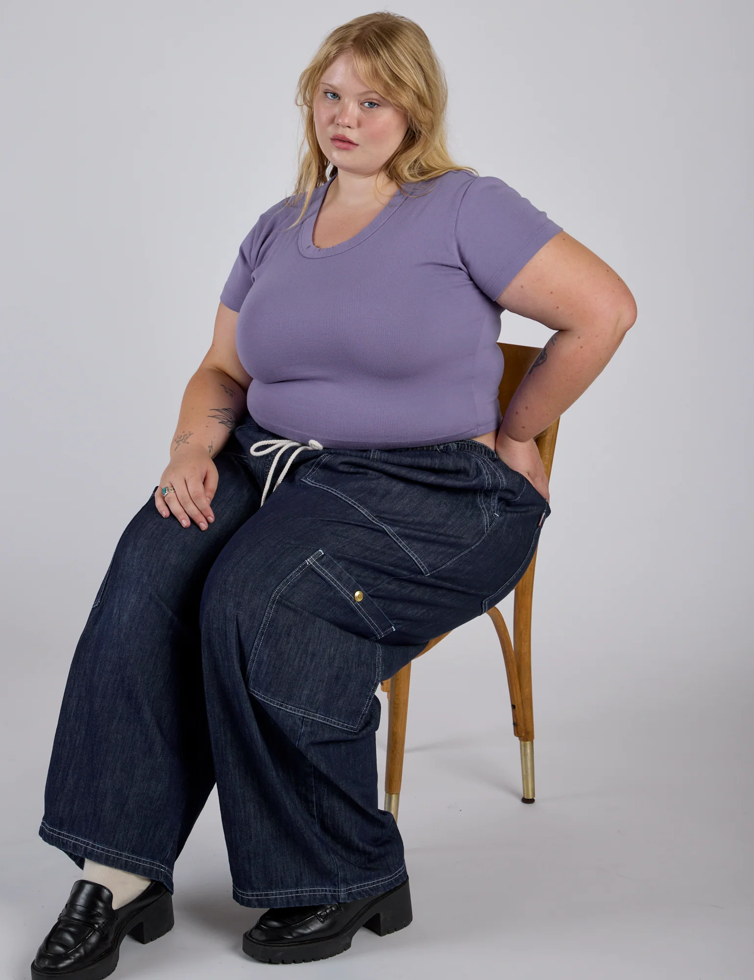 Cropped Baby Tee - Faded Grape - Image 14