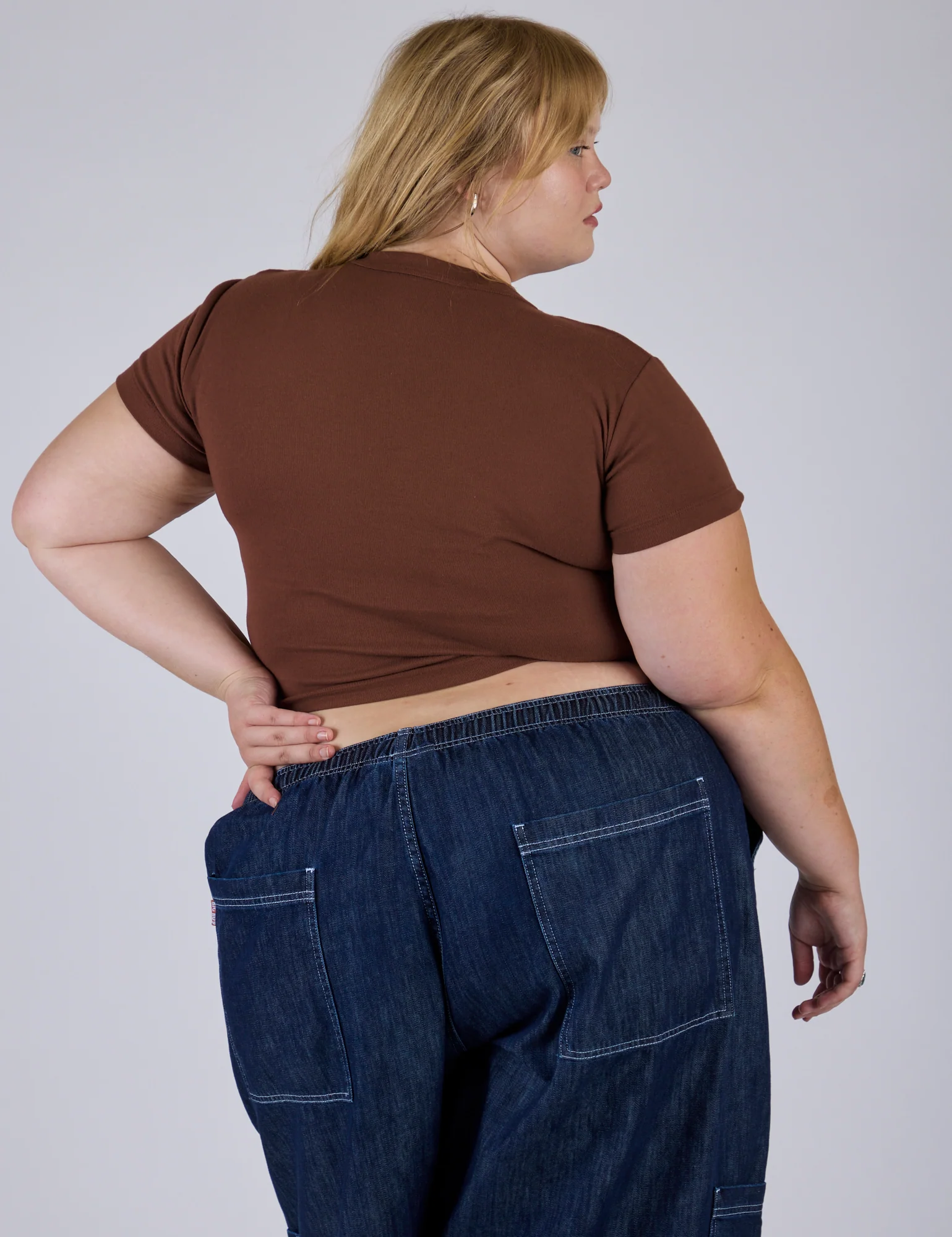 Cropped Baby Tee - Fudgesicle Brown - Image 7