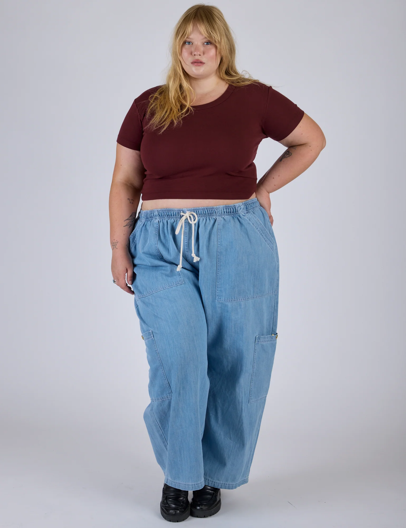 Cropped Baby Tee - Red Wine - Image 10