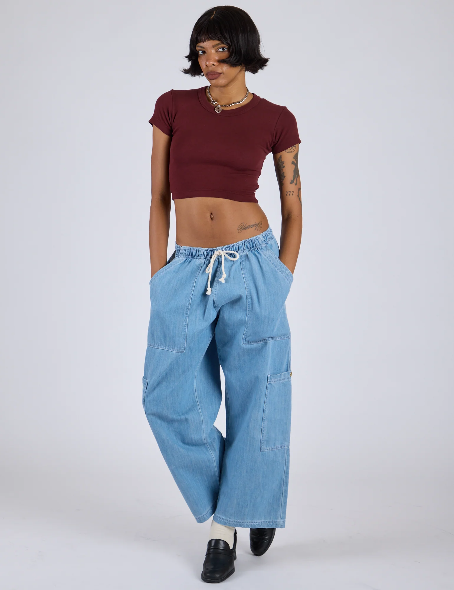 Cropped Baby Tee - Red Wine - Image 5