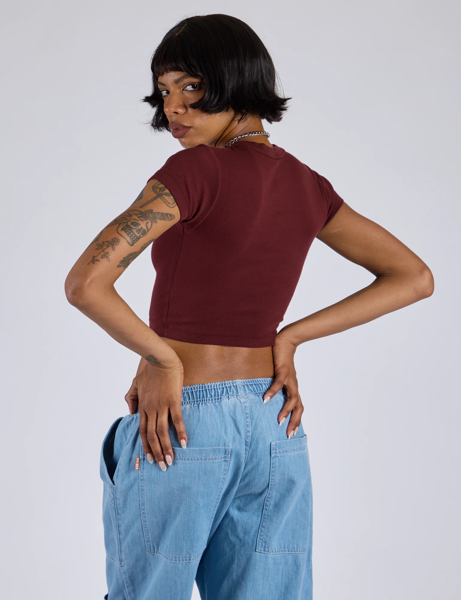 Cropped Baby Tee - Red Wine - Image 8