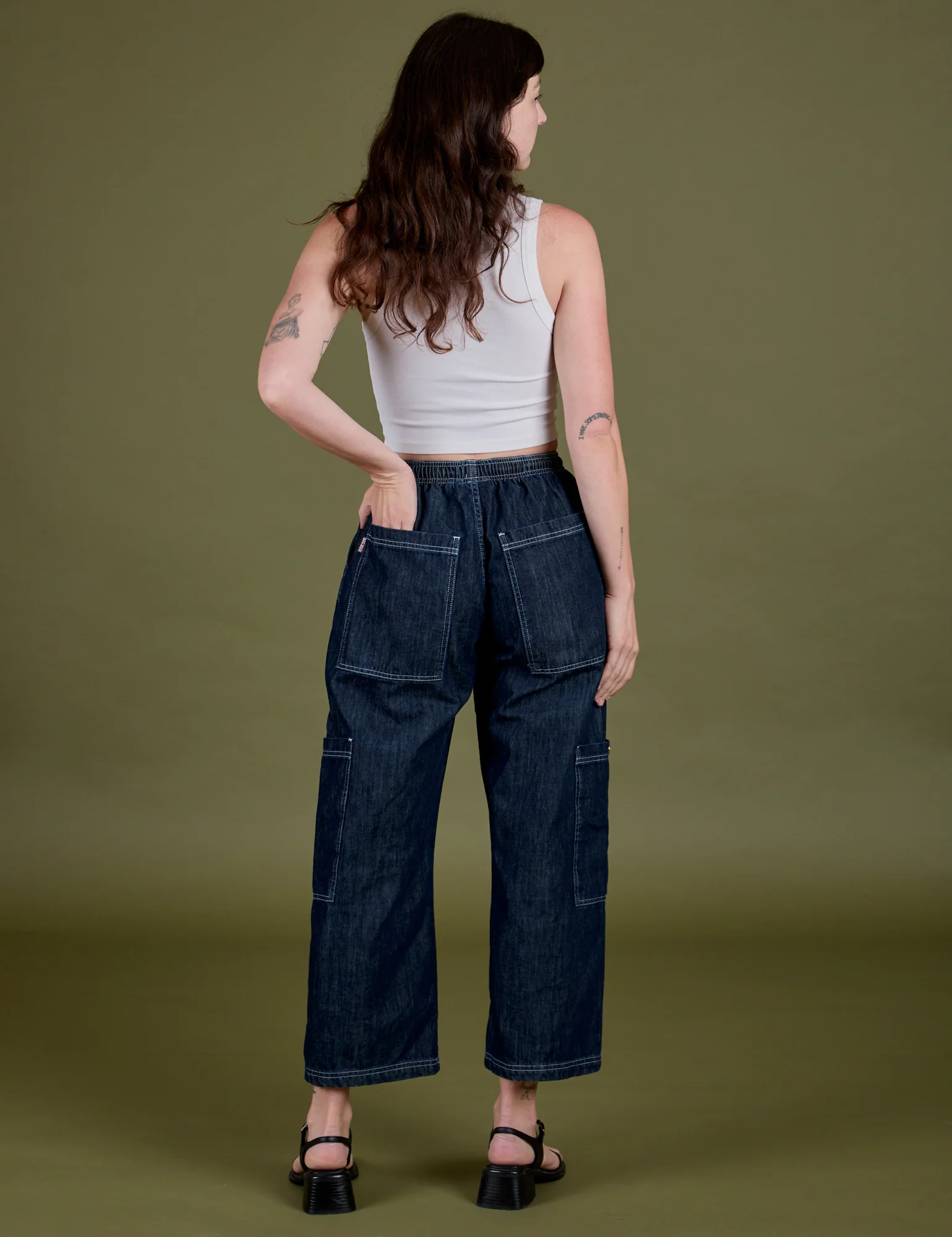 Denim Drop Pocket Pants - Dark Wash - Image 21