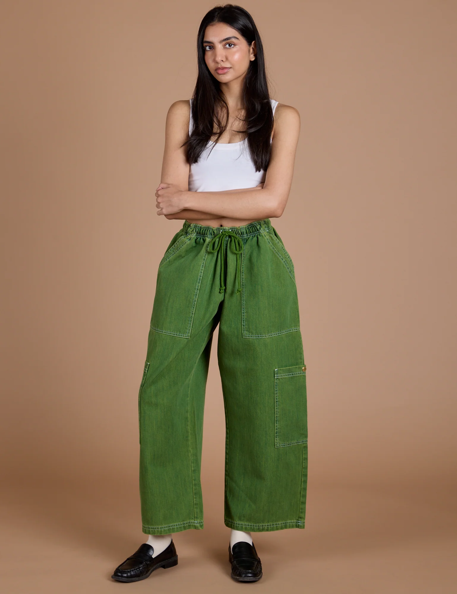 Denim Drop Pocket Pants - Green Overdye