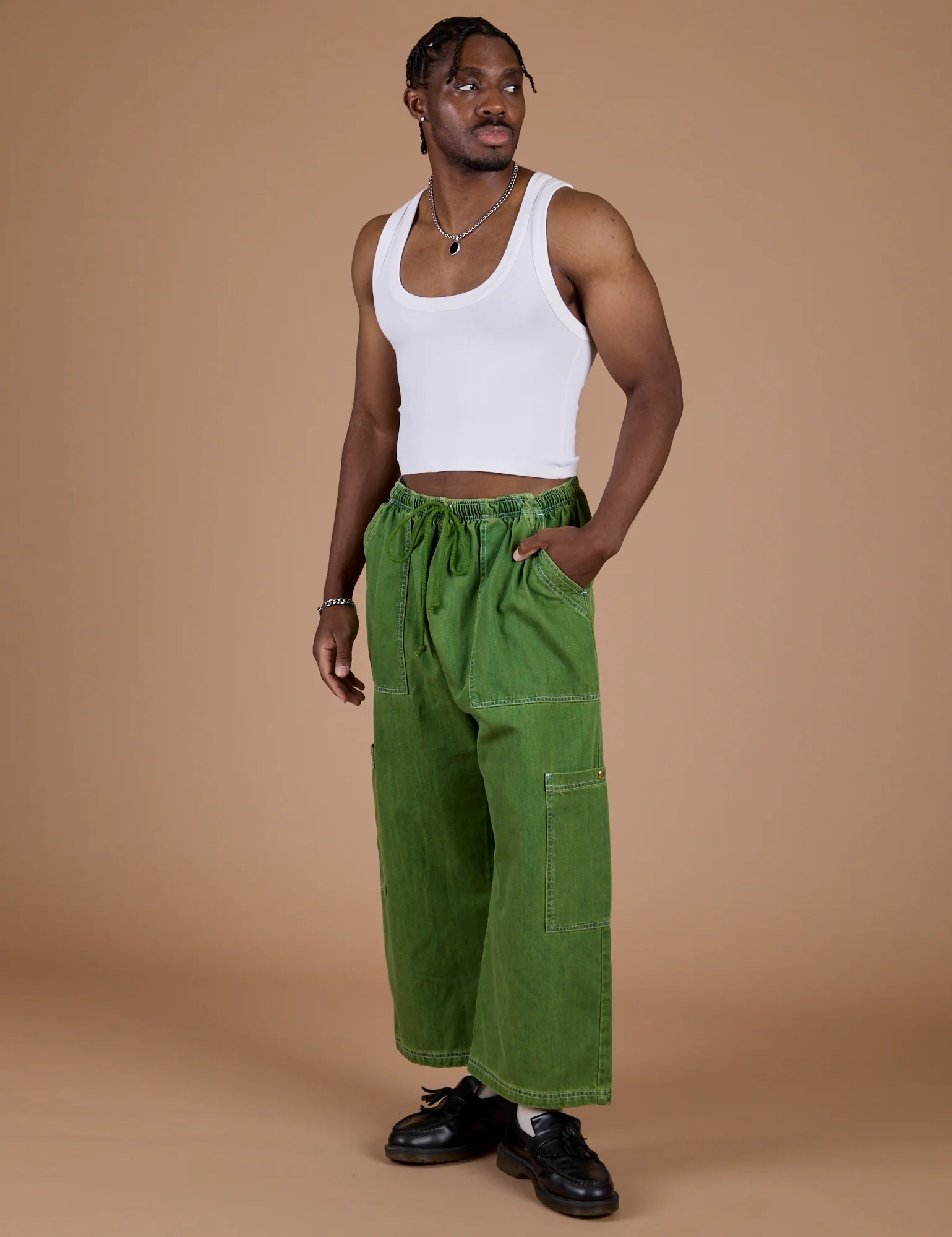 Denim Drop Pocket Pants - Green Overdye - Image 11