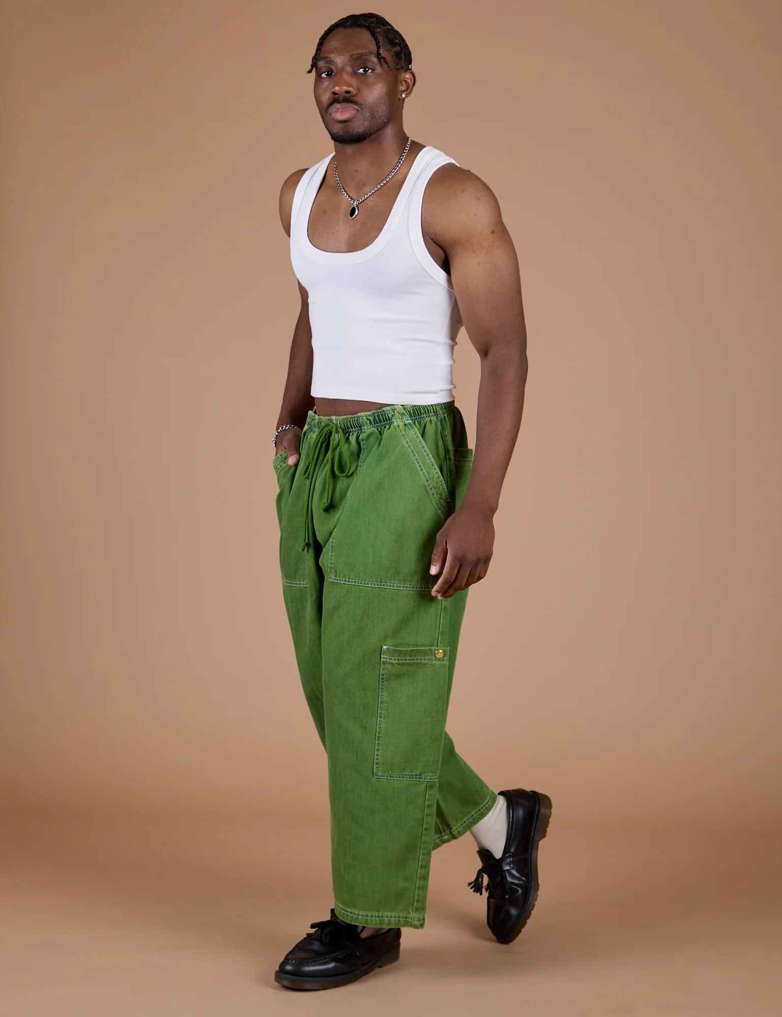 Denim Drop Pocket Pants - Green Overdye - Image 12