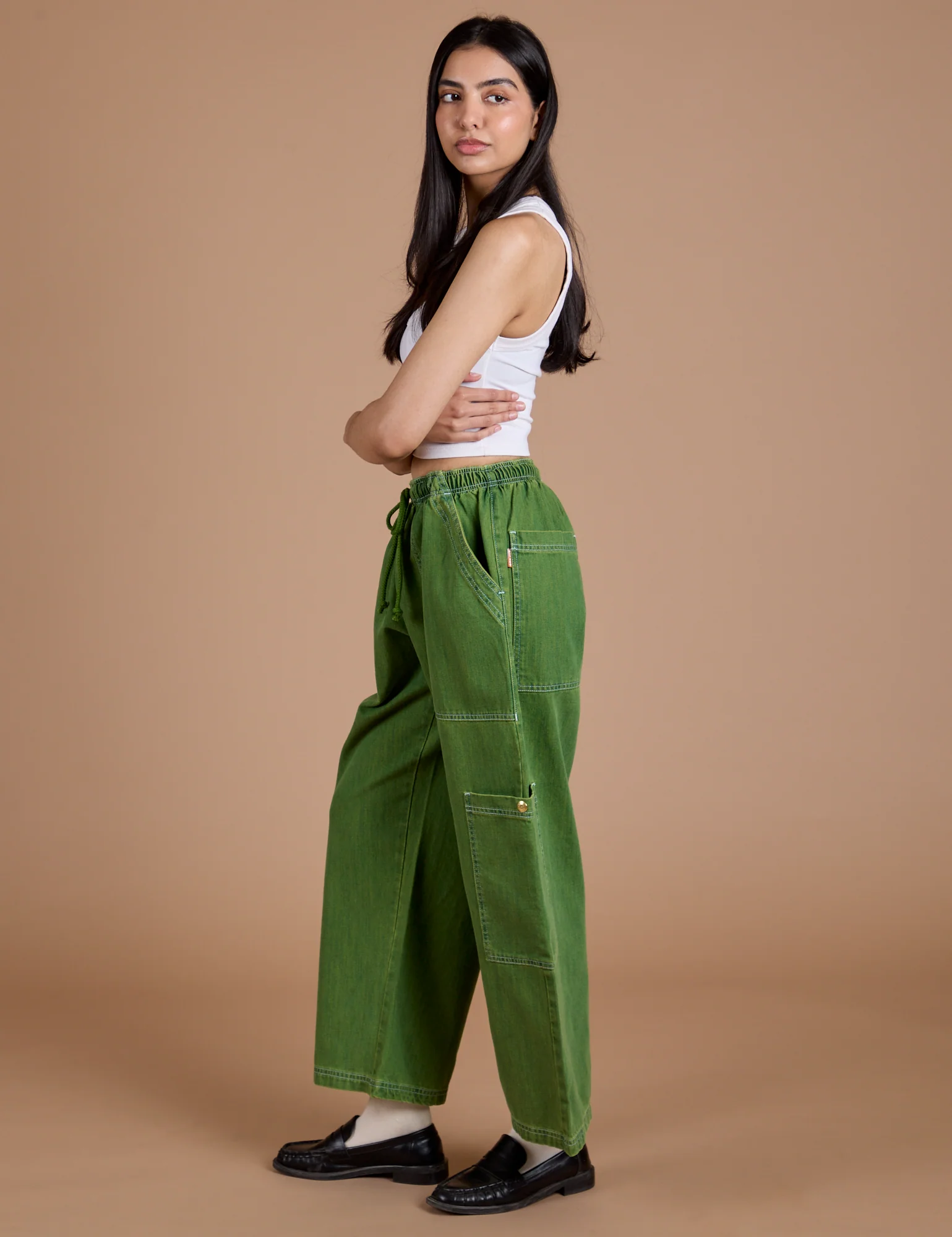 Denim Drop Pocket Pants - Green Overdye - Image 4