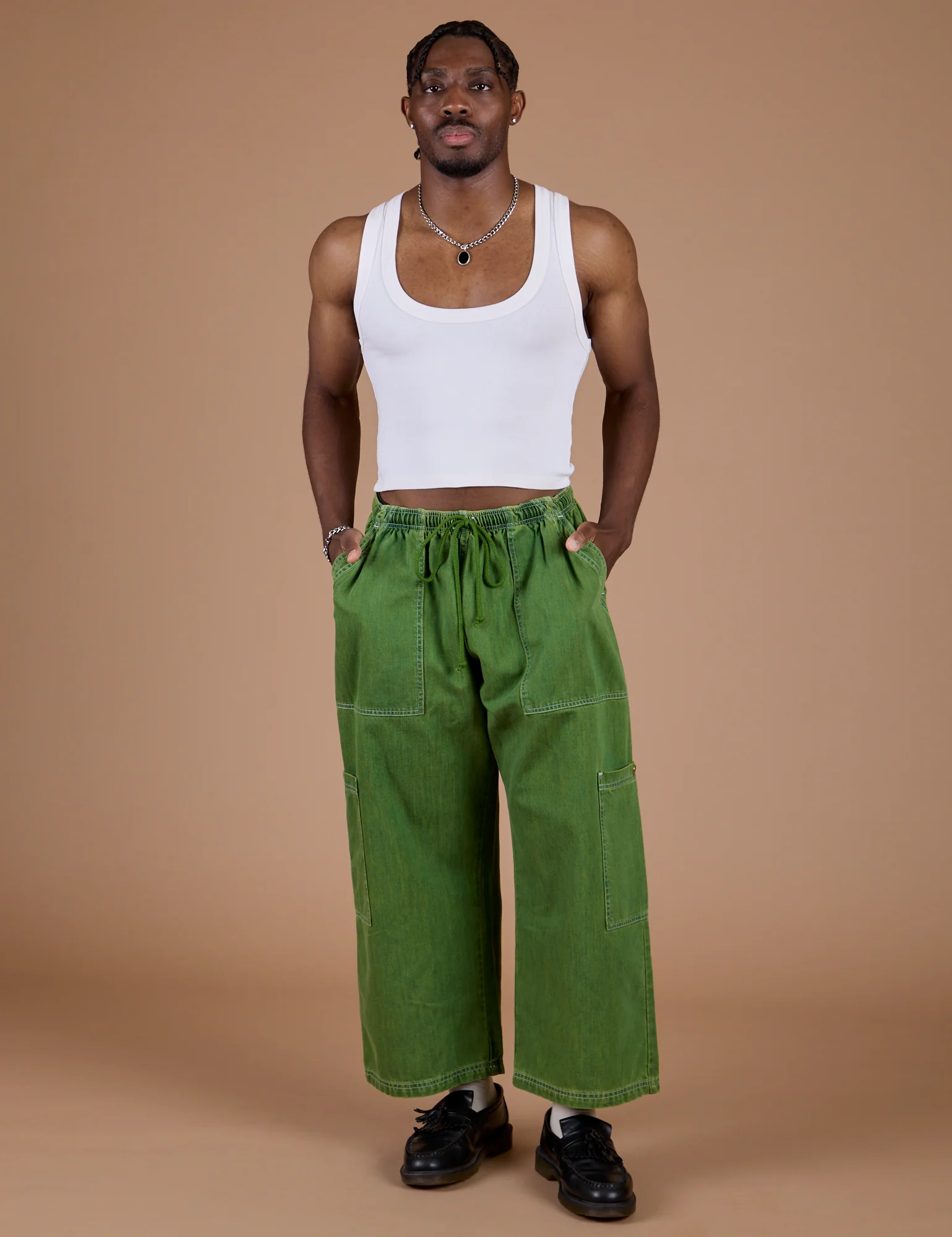 Denim Drop Pocket Pants - Green Overdye - Image 9