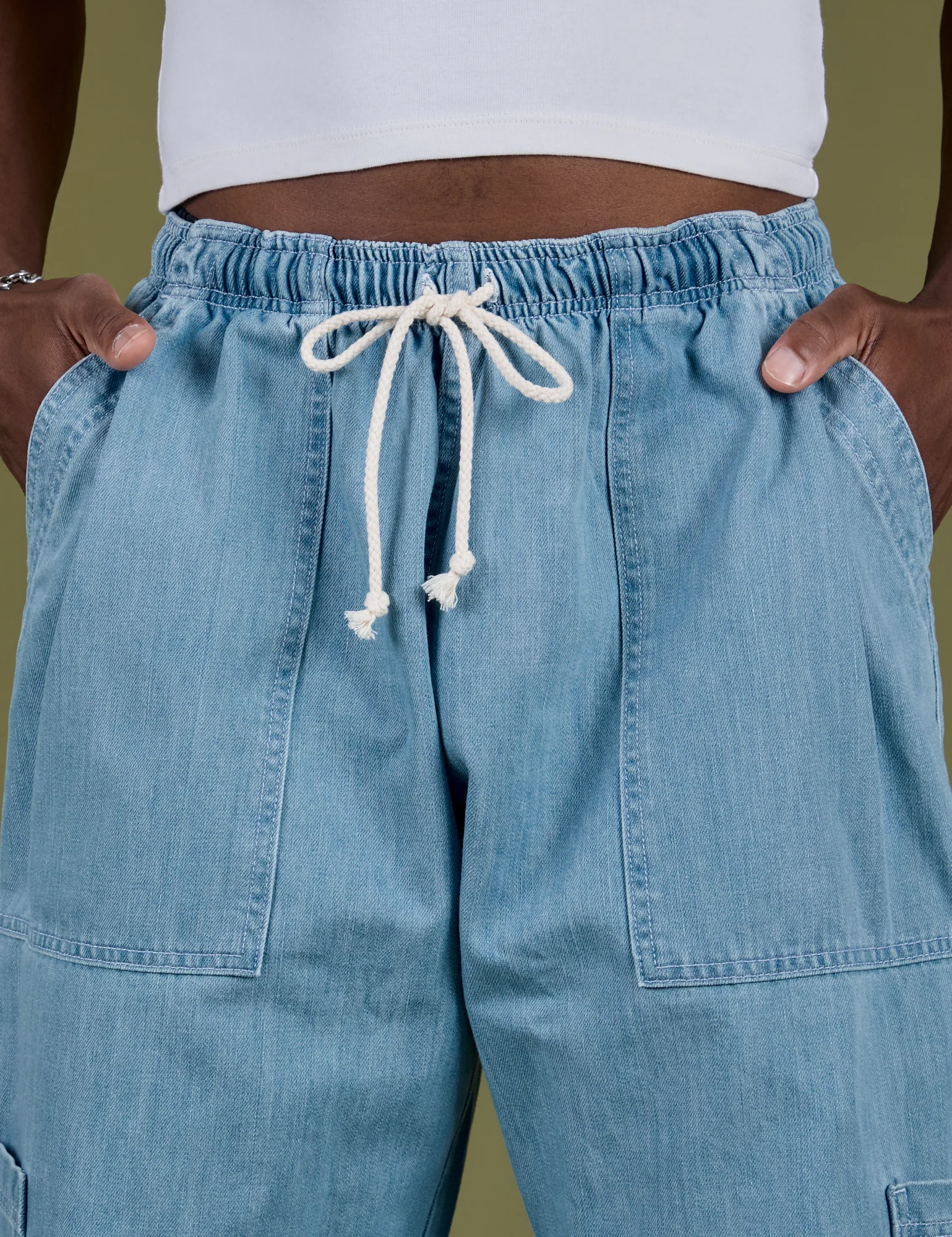 Denim Drop Pocket Pants - Light Wash - Image 10