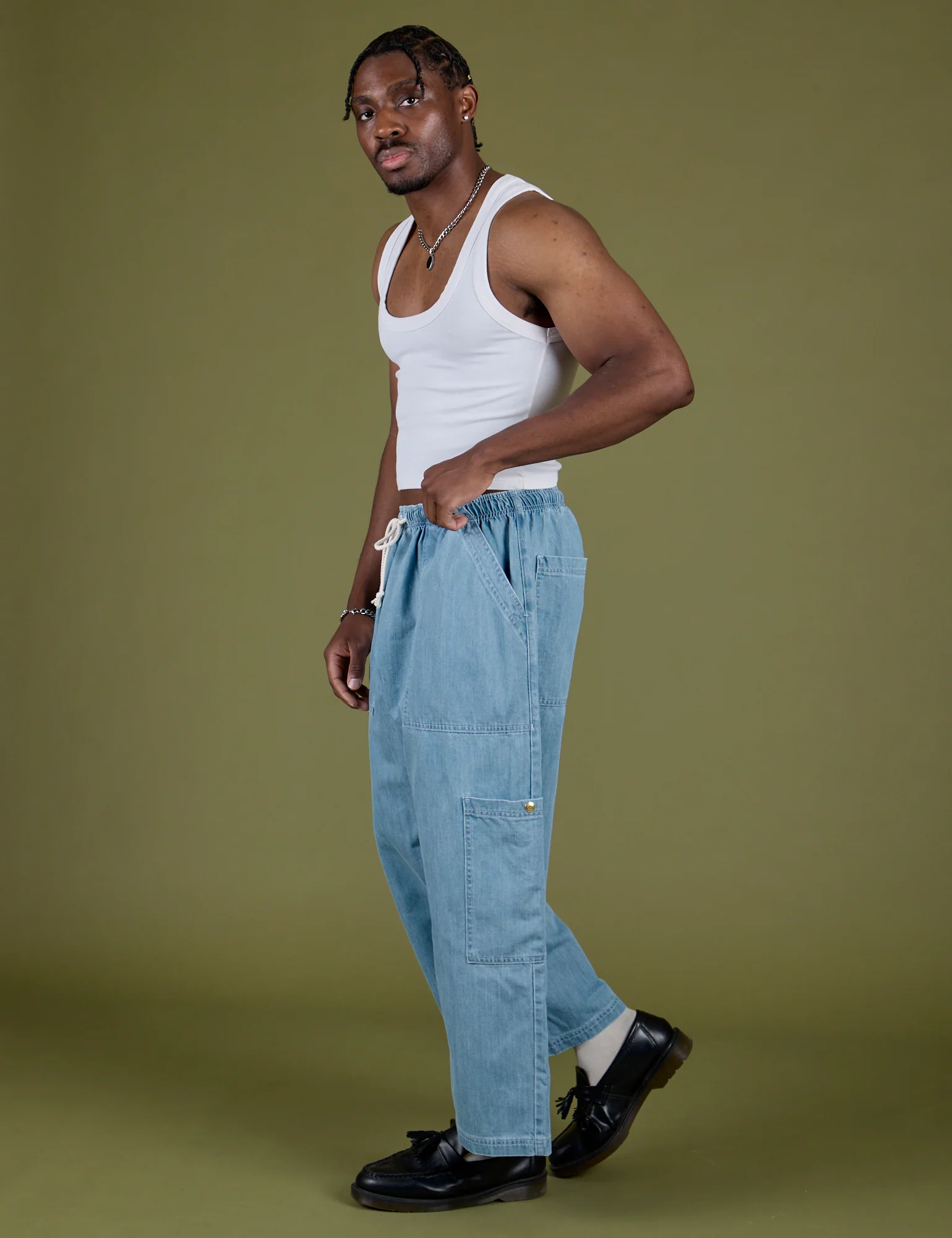 Denim Drop Pocket Pants - Light Wash - Image 11