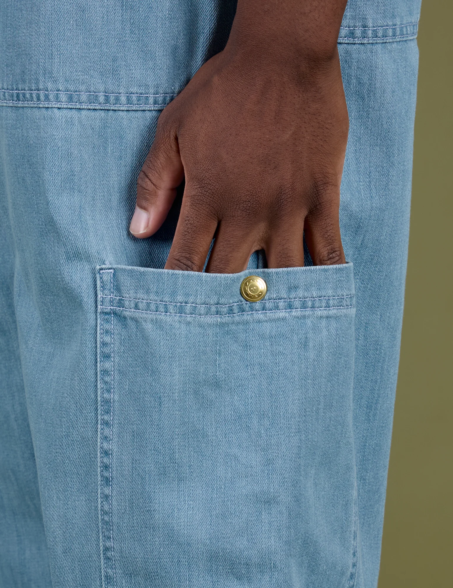 Denim Drop Pocket Pants - Light Wash - Image 12