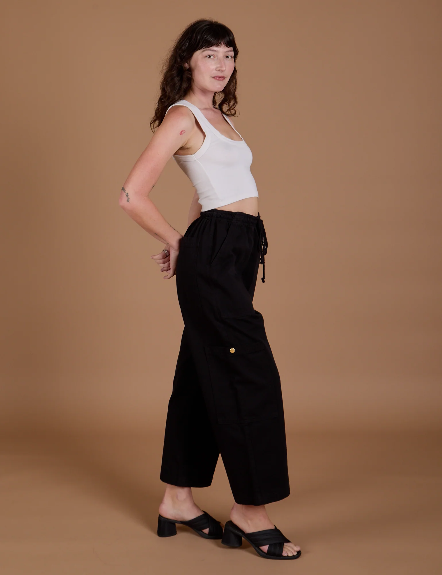 Drop Pocket Cargo Pants - Basic Black