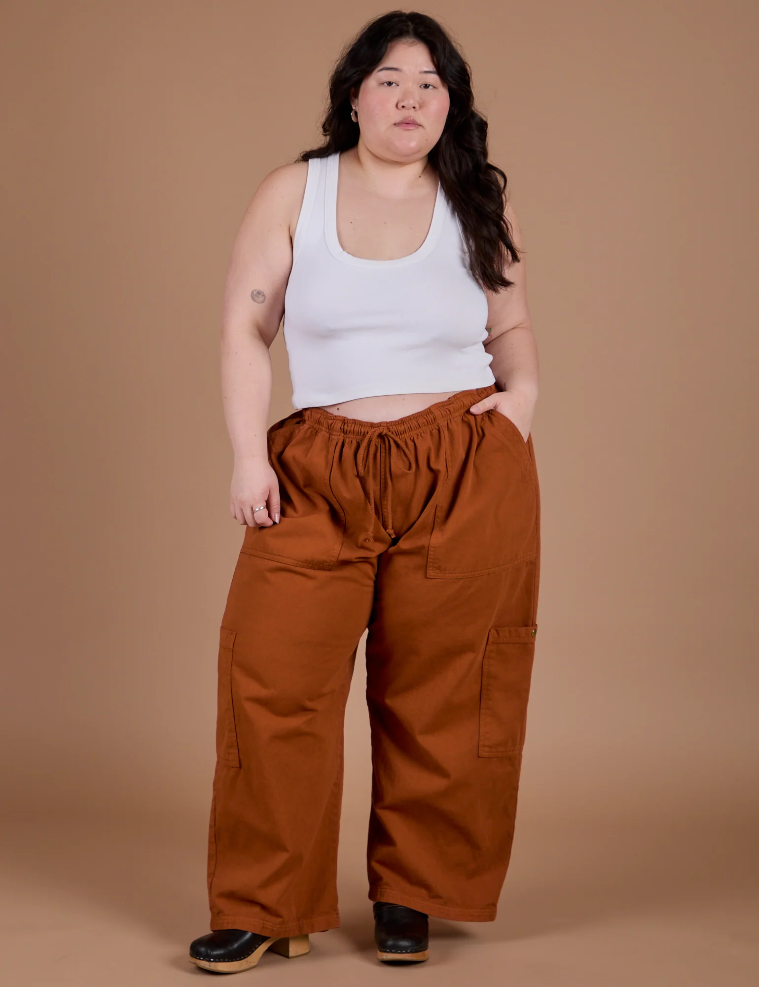 Drop Pocket Cargo Pants - Burnt Terracotta