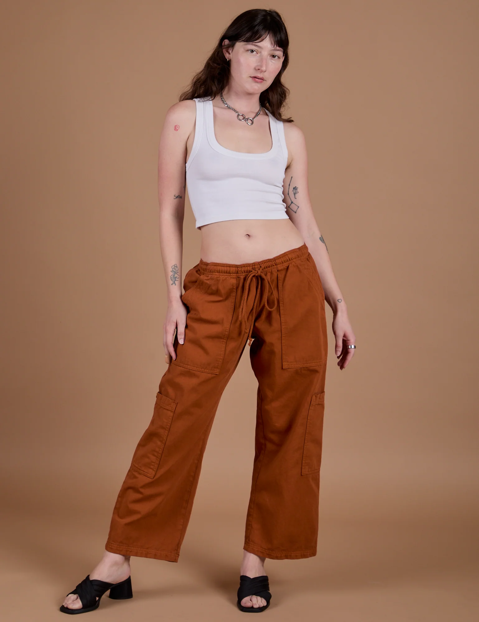 Drop Pocket Cargo Pants - Burnt Terracotta - Image 8