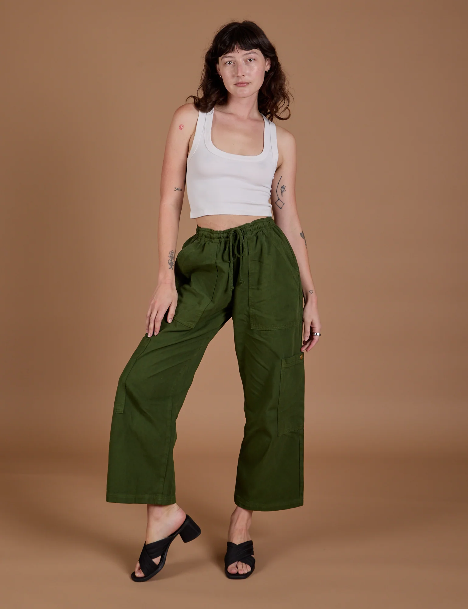 Drop Pocket Cargo Pants - Evergreen