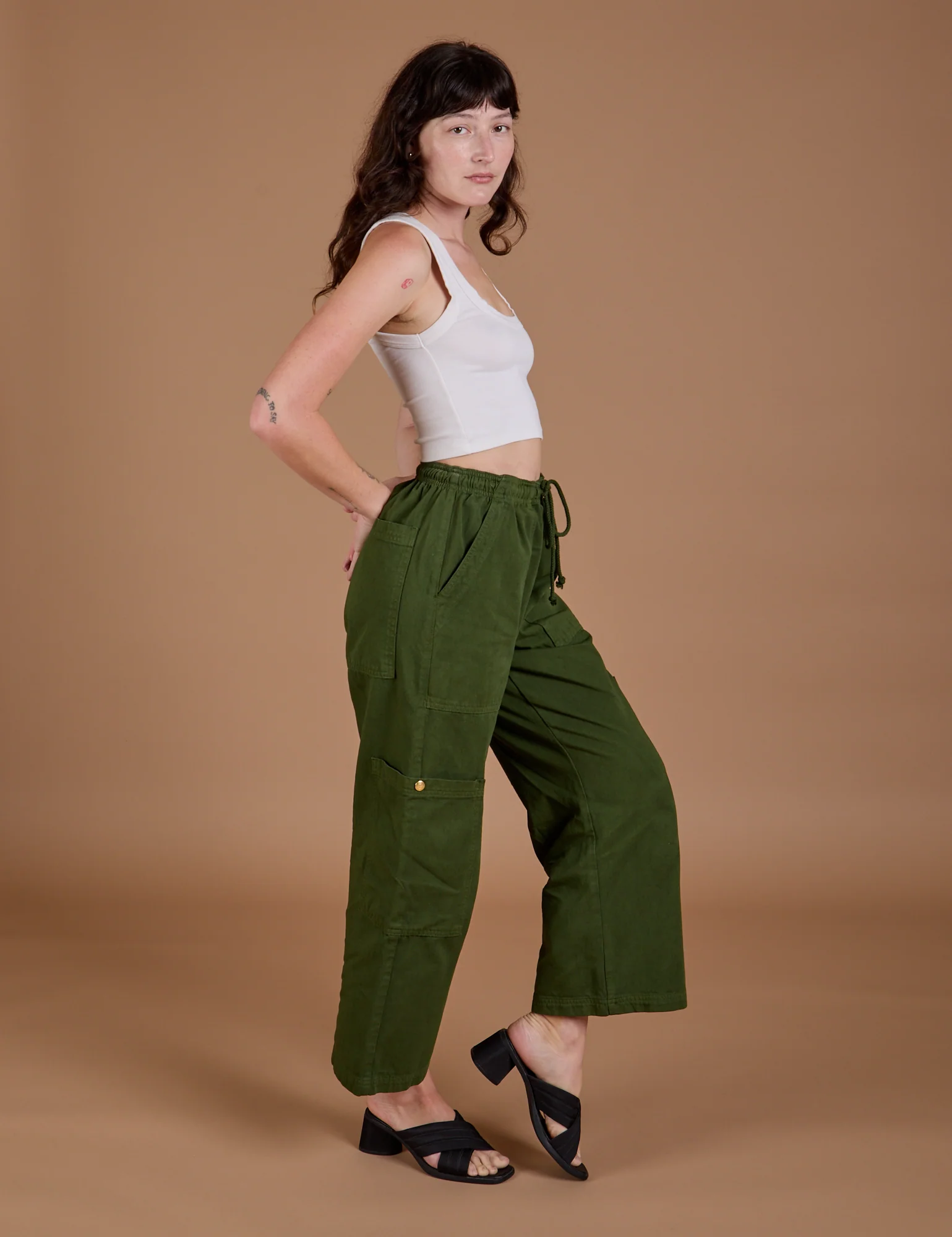 Drop Pocket Cargo Pants - Evergreen - Image 5