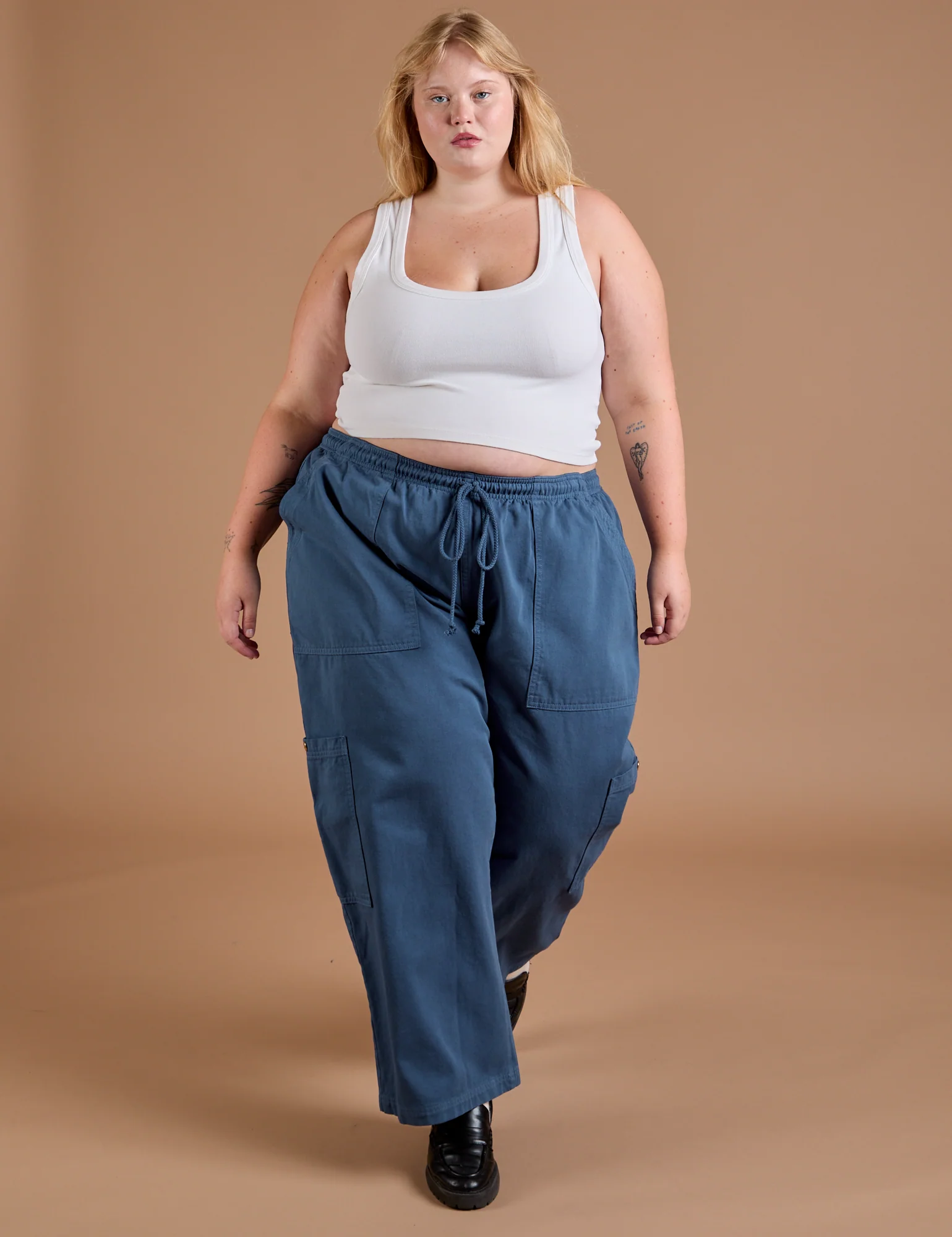 Drop Pocket Cargo Pants - French Blue - Image 3