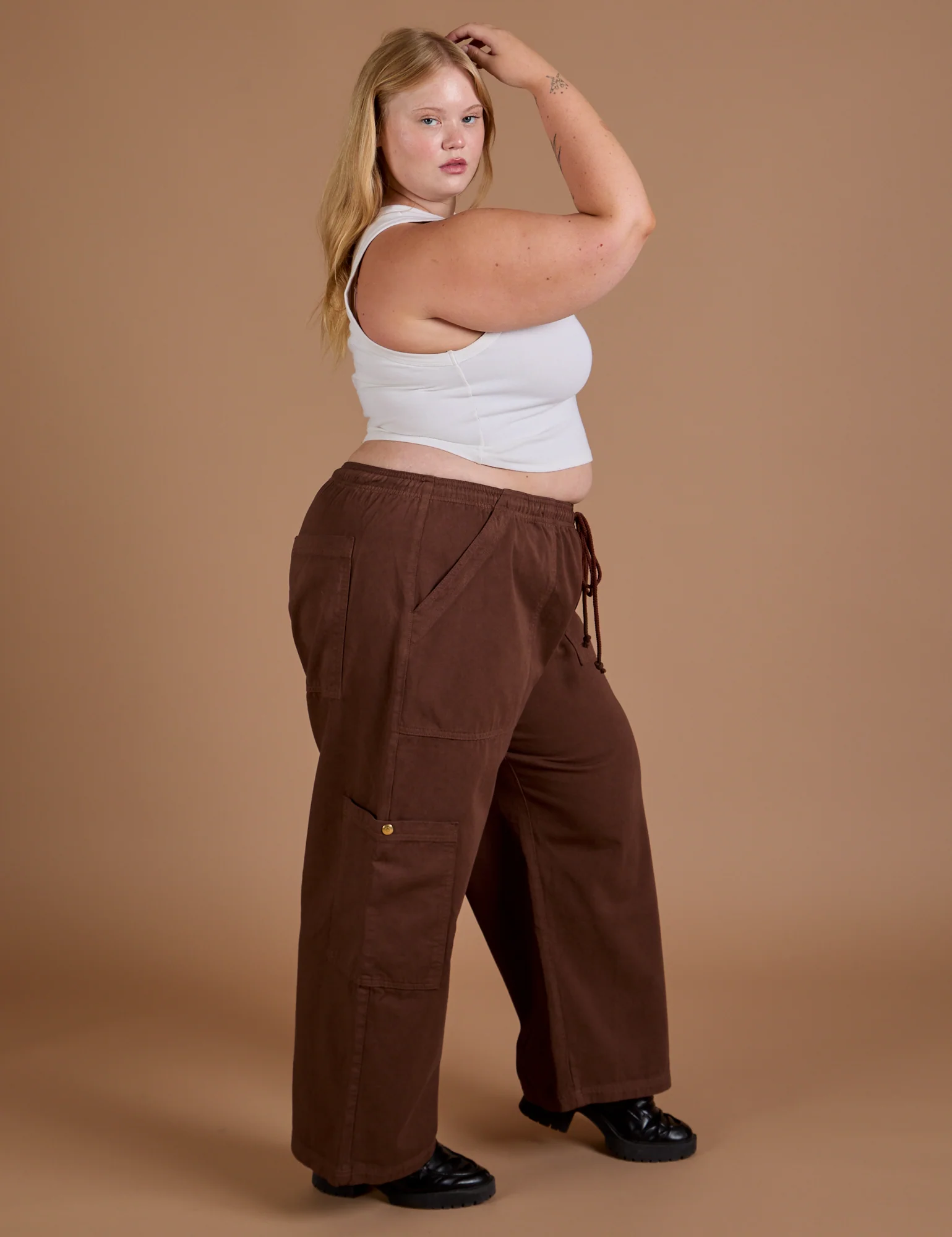 Drop Pocket Cargo Pants - Fudgesicle Brown - Image 12