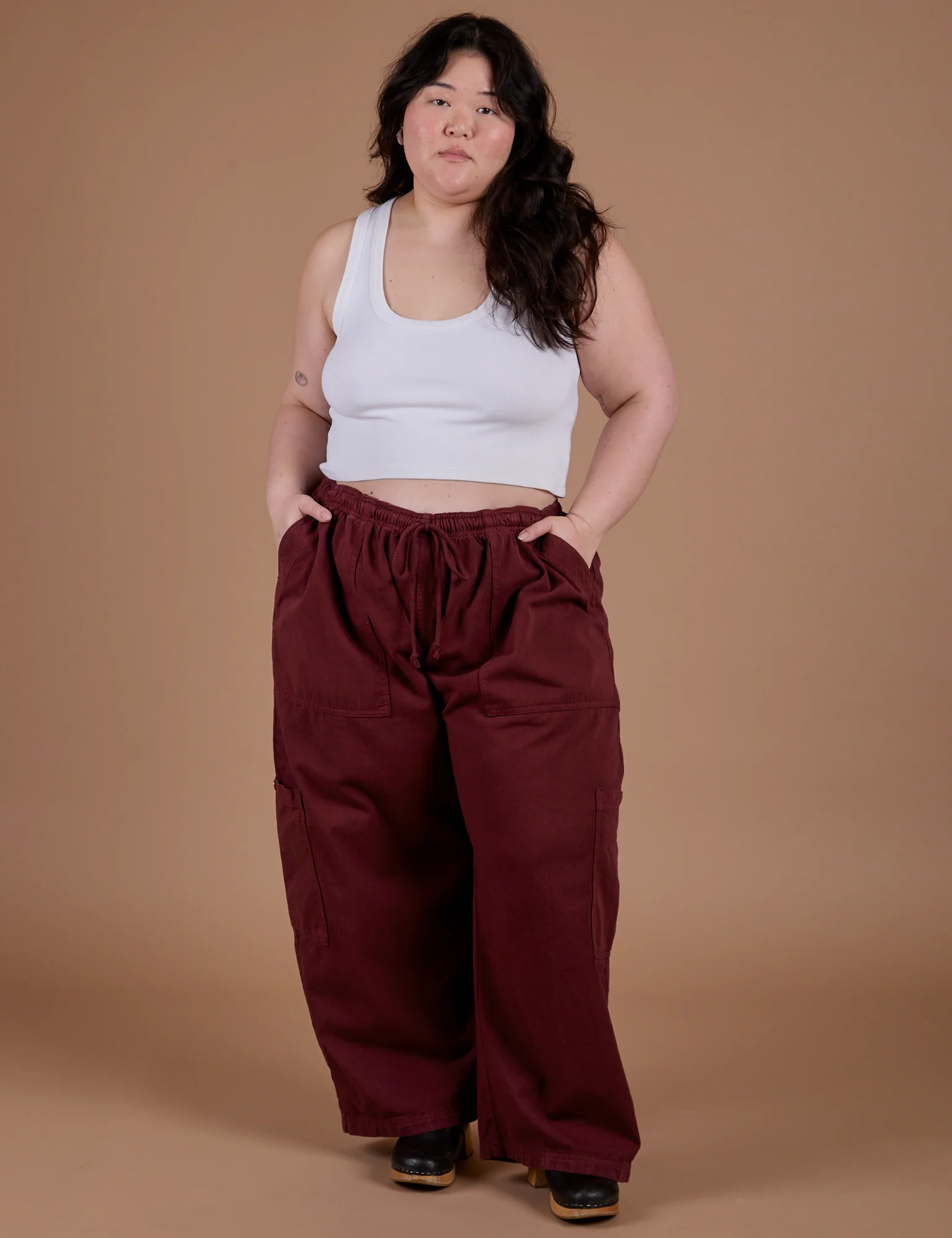 Drop Pocket Cargo Pants - Red Wine - Image 10