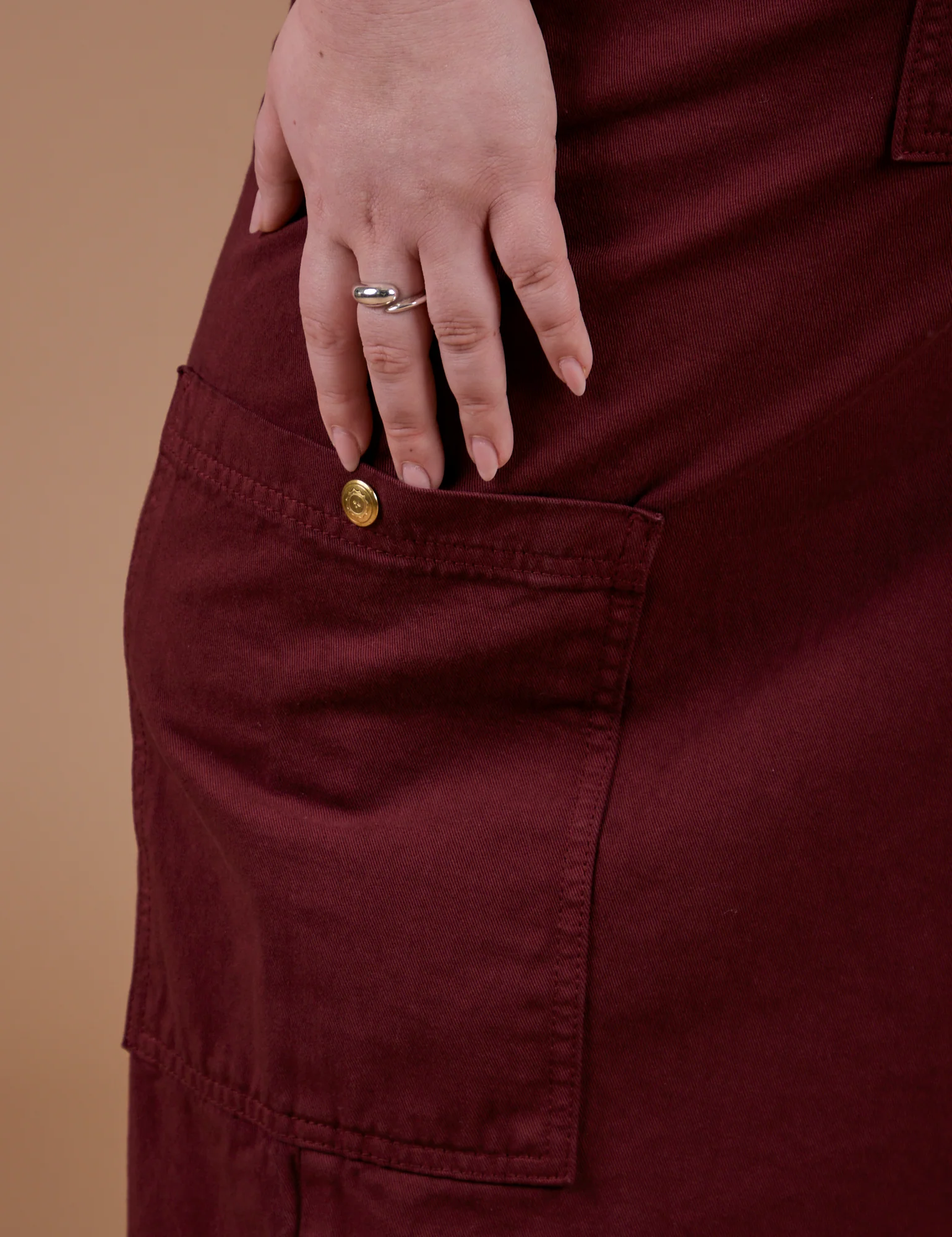 Drop Pocket Cargo Pants - Red Wine - Image 14