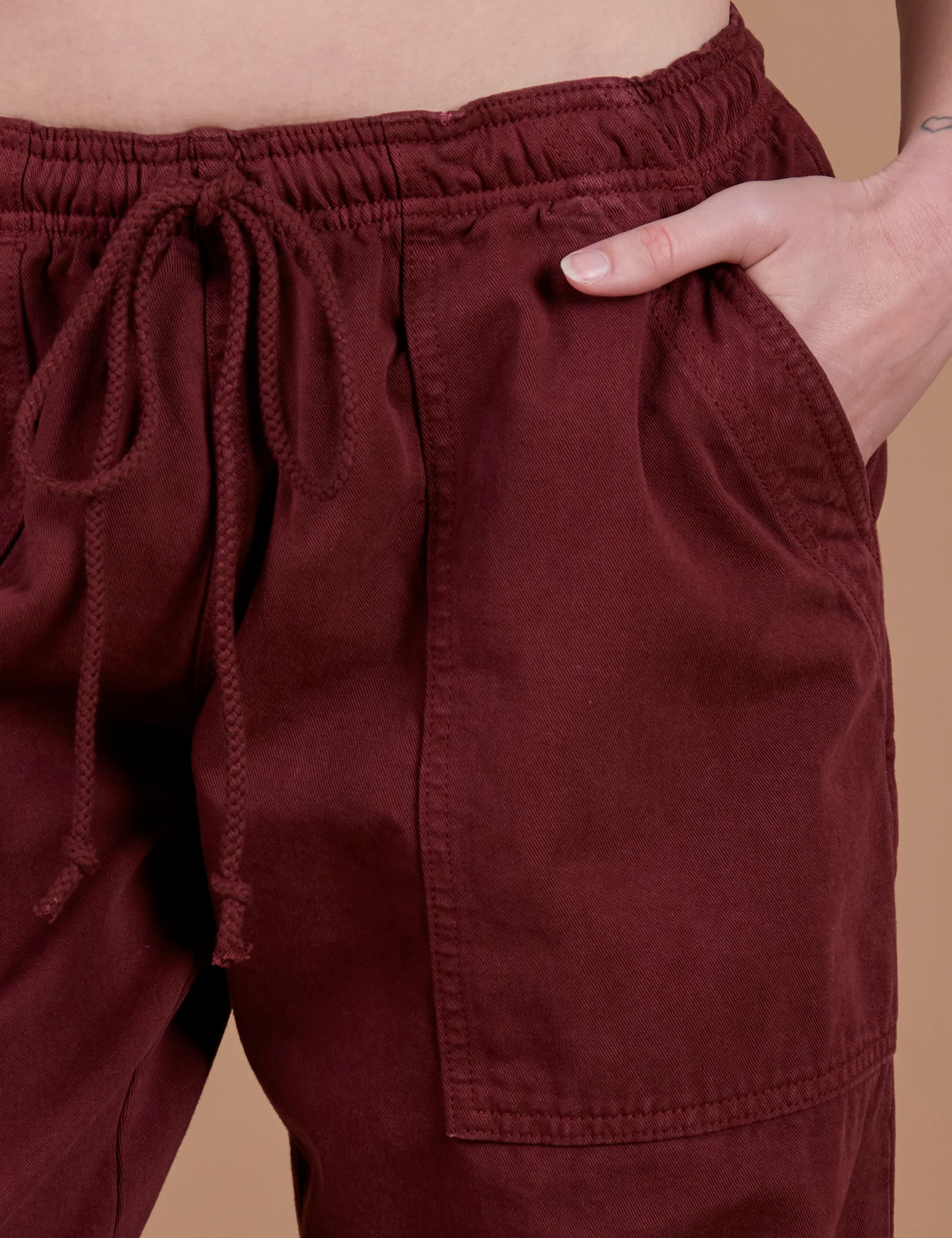 Drop Pocket Cargo Pants - Red Wine - Image 4