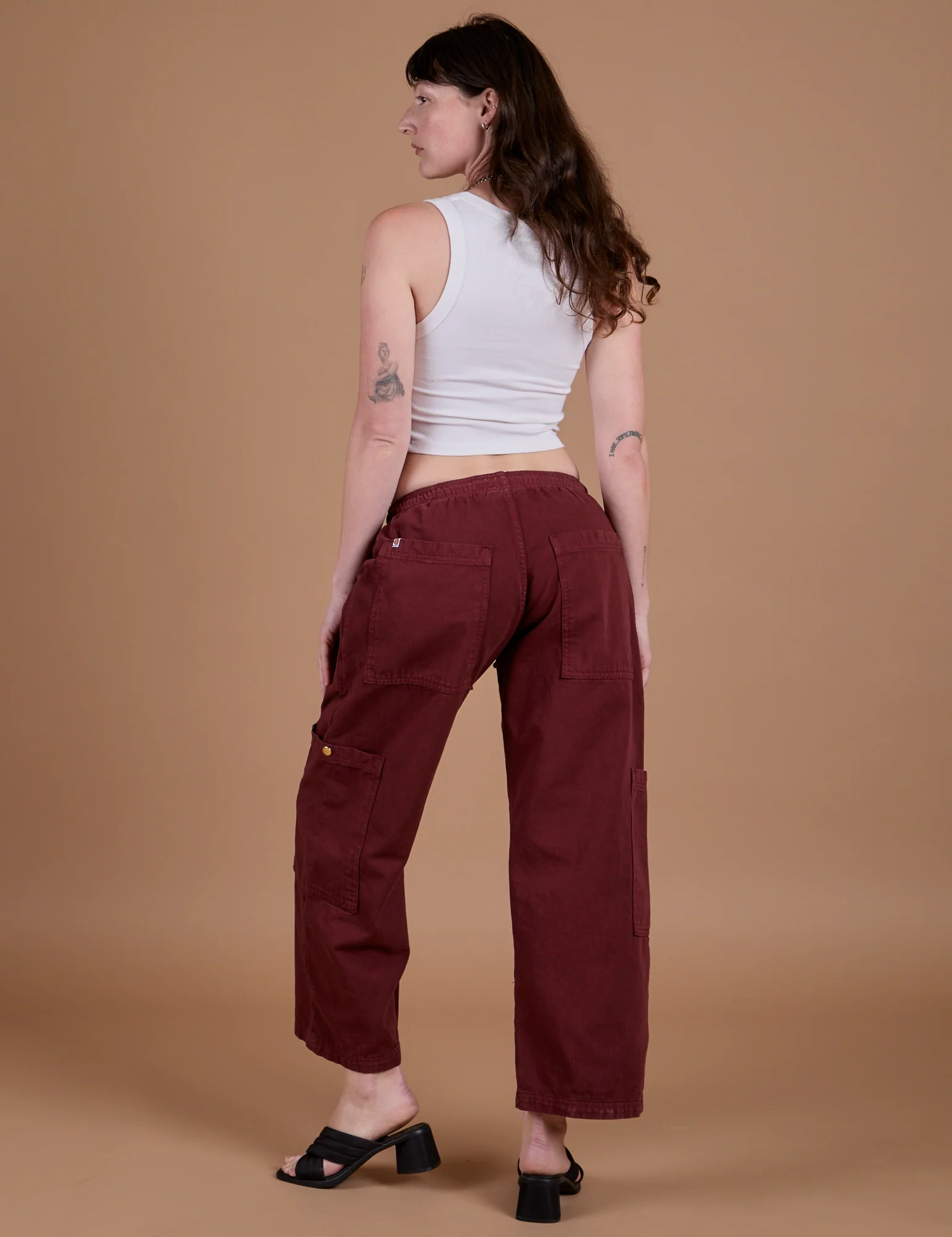 Drop Pocket Cargo Pants - Red Wine - Image 6