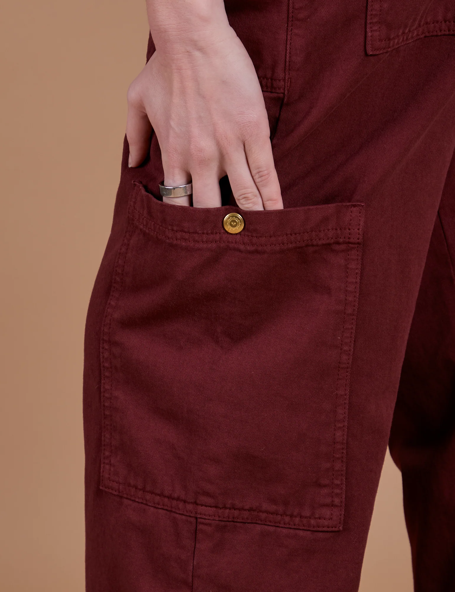 Drop Pocket Cargo Pants - Red Wine - Image 7