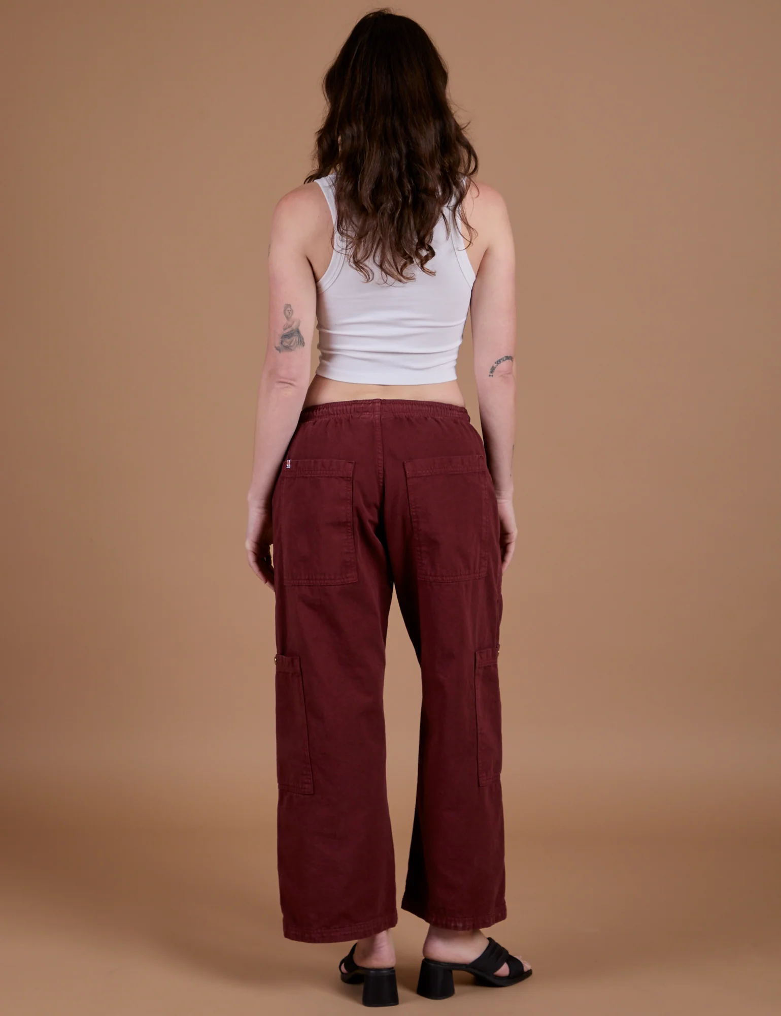 Drop Pocket Cargo Pants - Red Wine - Image 8