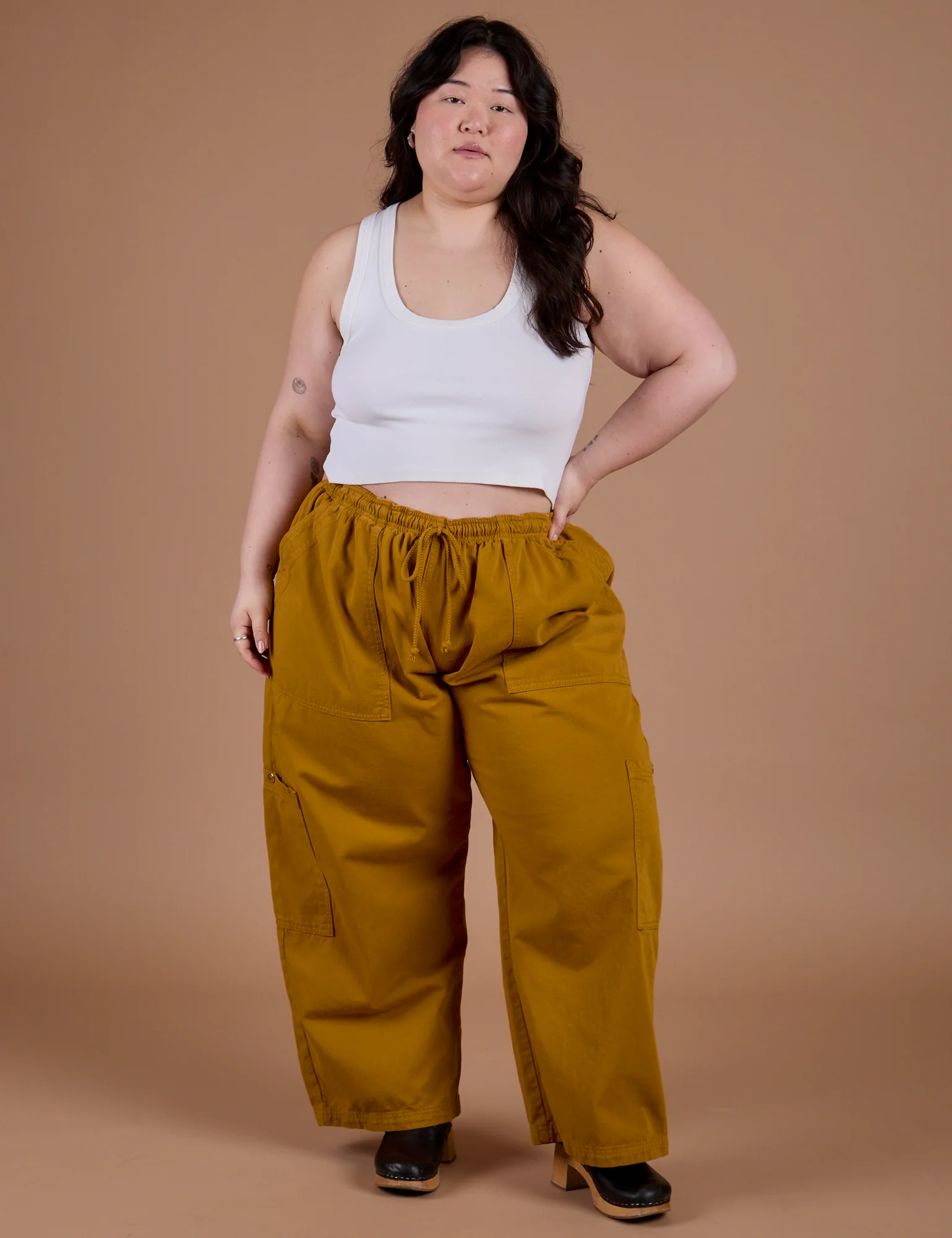 Drop Pocket Cargo Pants - Spicy Mustard - Image 11