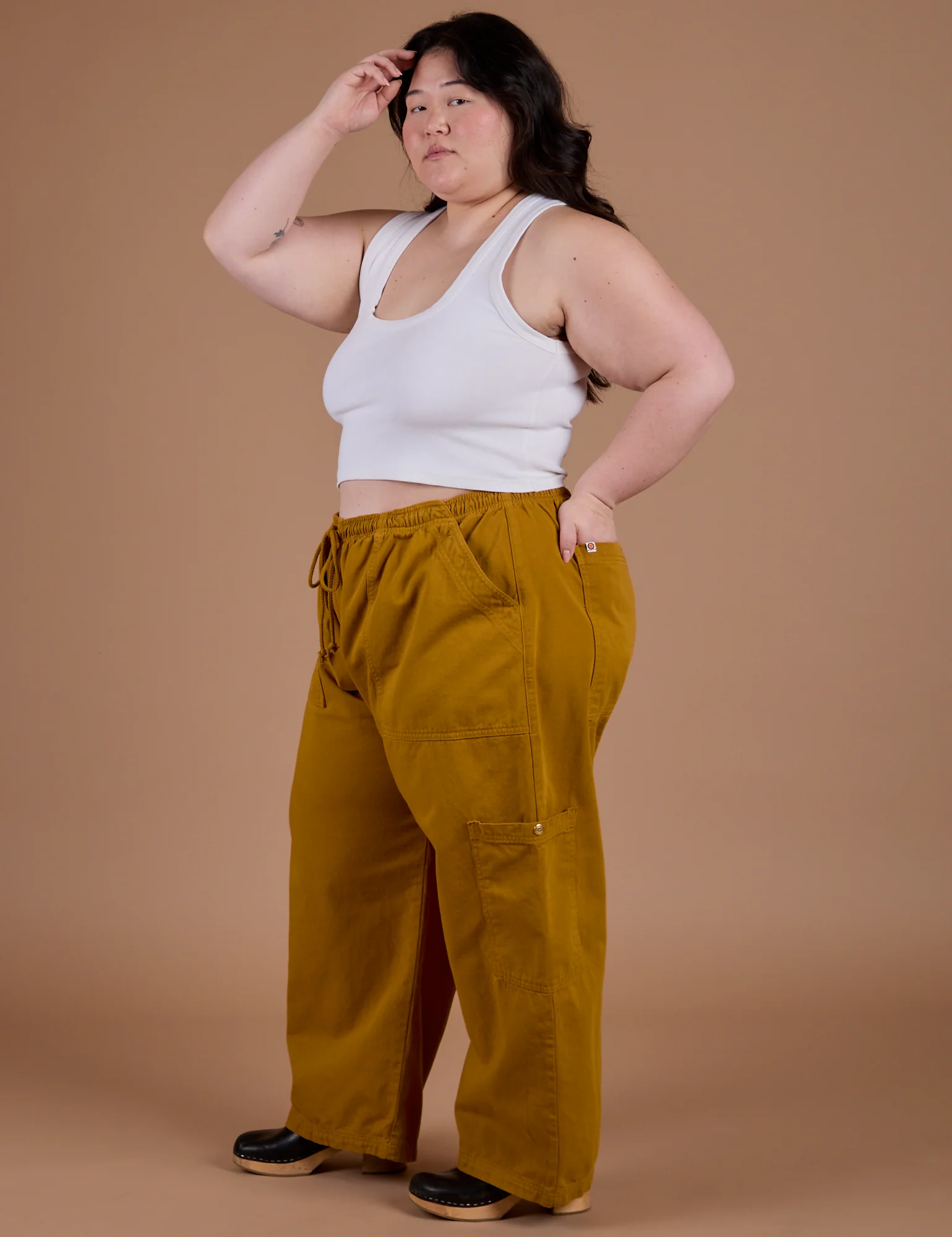 Drop Pocket Cargo Pants - Spicy Mustard - Image 14
