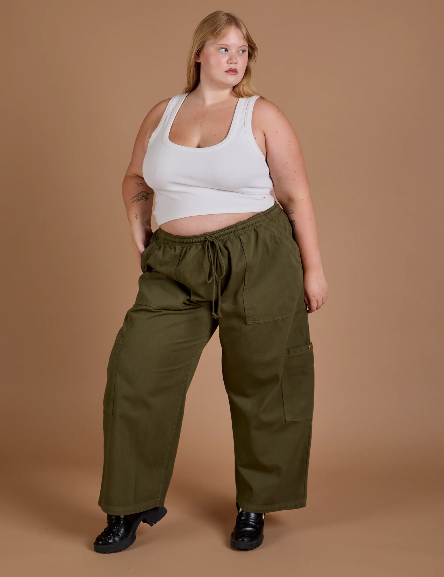 Drop Pocket Cargo Pants - Surplus Green - Image 3