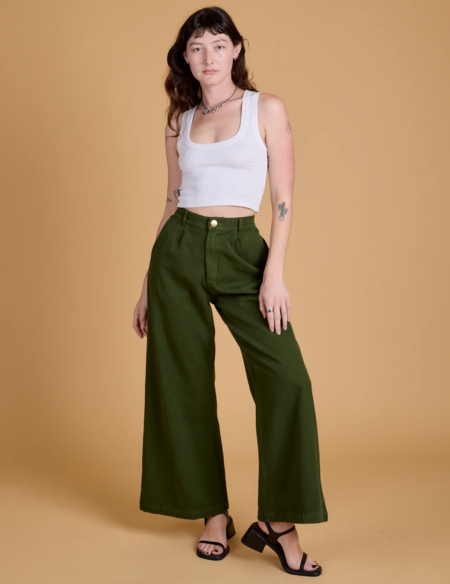 Heritage Wide Leg Trousers - Evergreen *FINAL SALE*