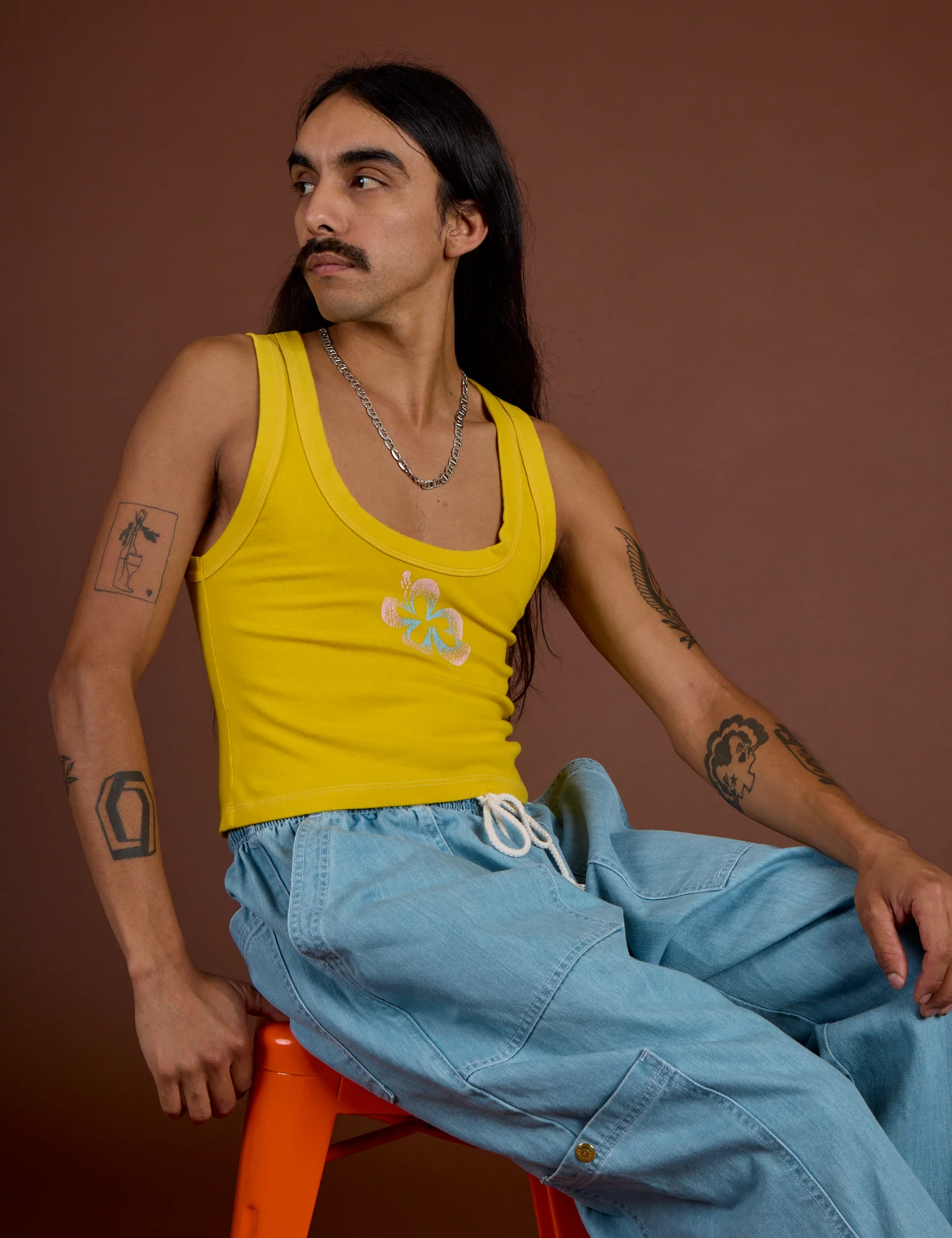 Icon Cropped Tank - Yellow Hibiscus - Image 14