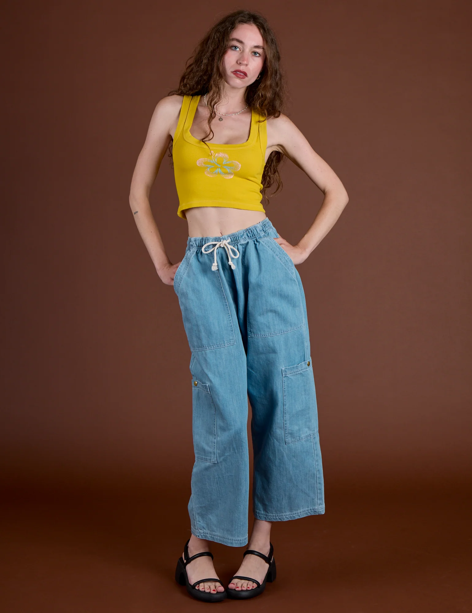 Icon Cropped Tank - Yellow Hibiscus - Image 17