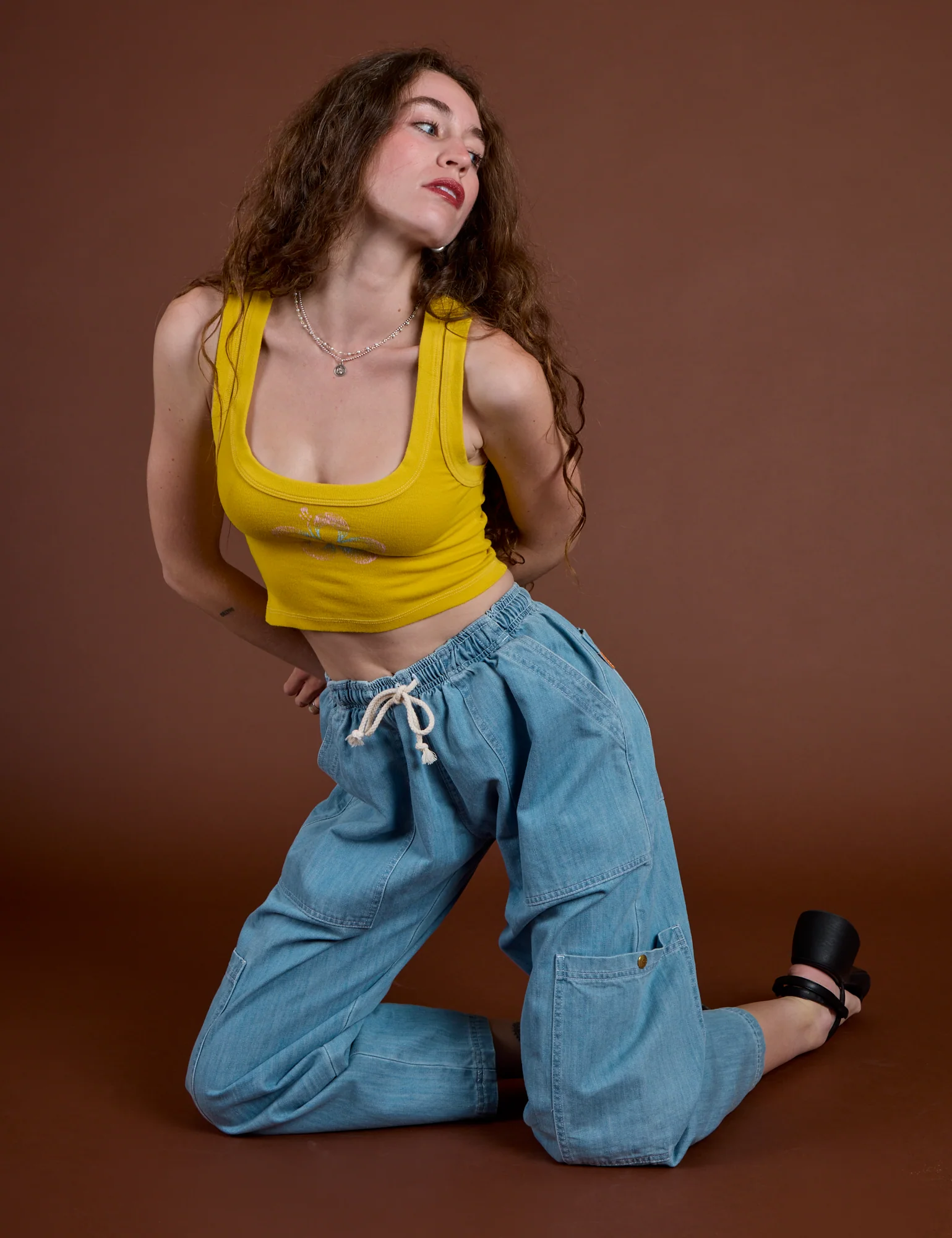 Icon Cropped Tank - Yellow Hibiscus - Image 20