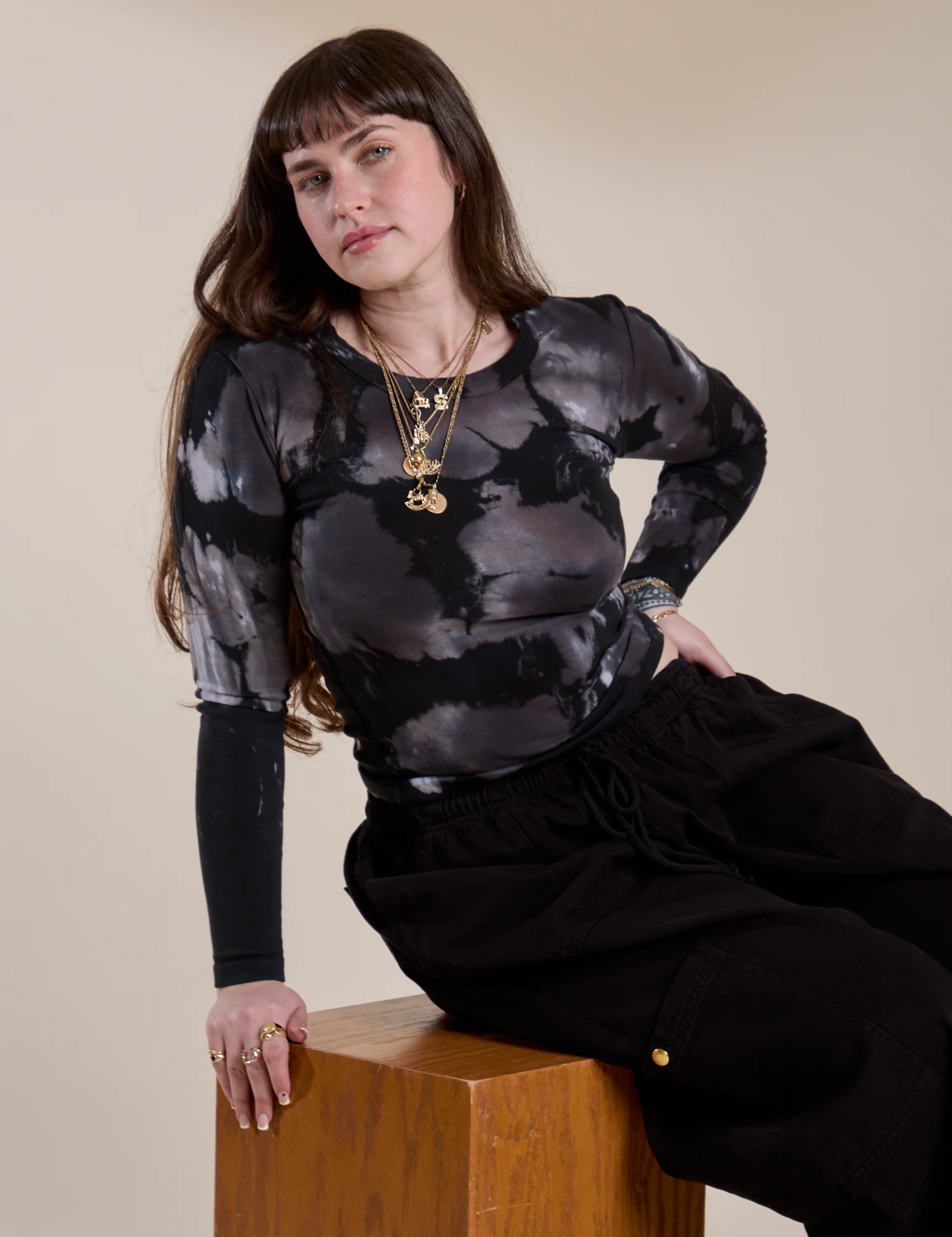 Long Sleeve Baby Tee - Ink Blot - Image 15