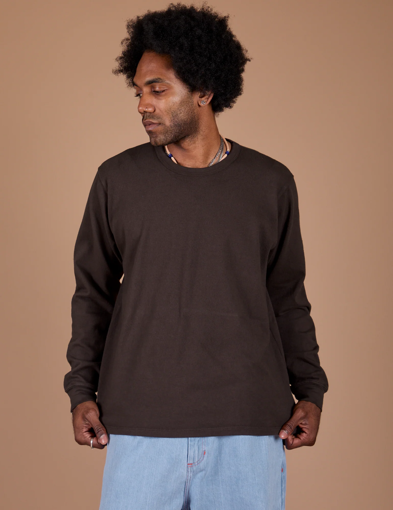 Long Sleeve Burly Tee - Espresso Brown - Image 25