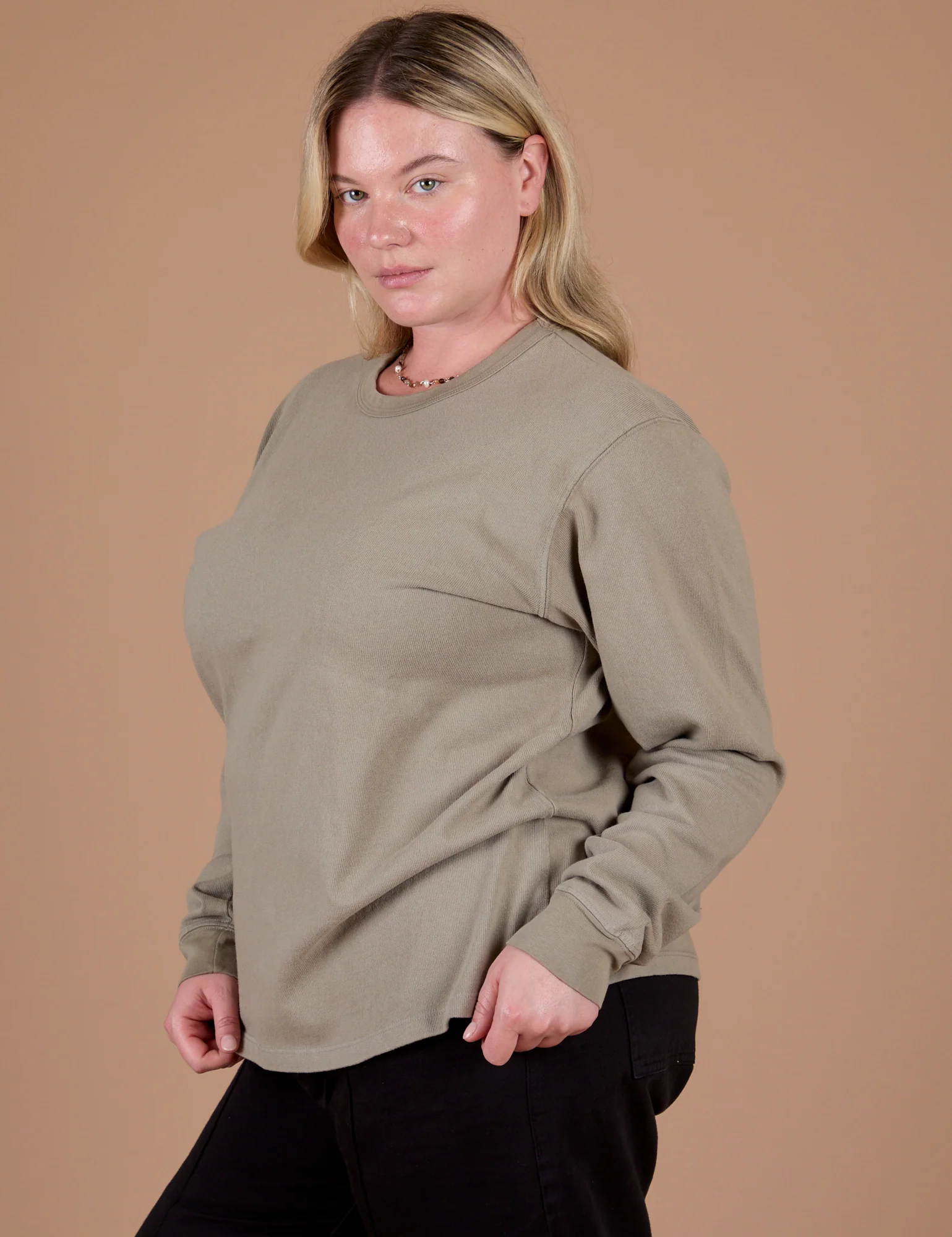 Long Sleeve Burly Tee - Khaki Grey - Image 14